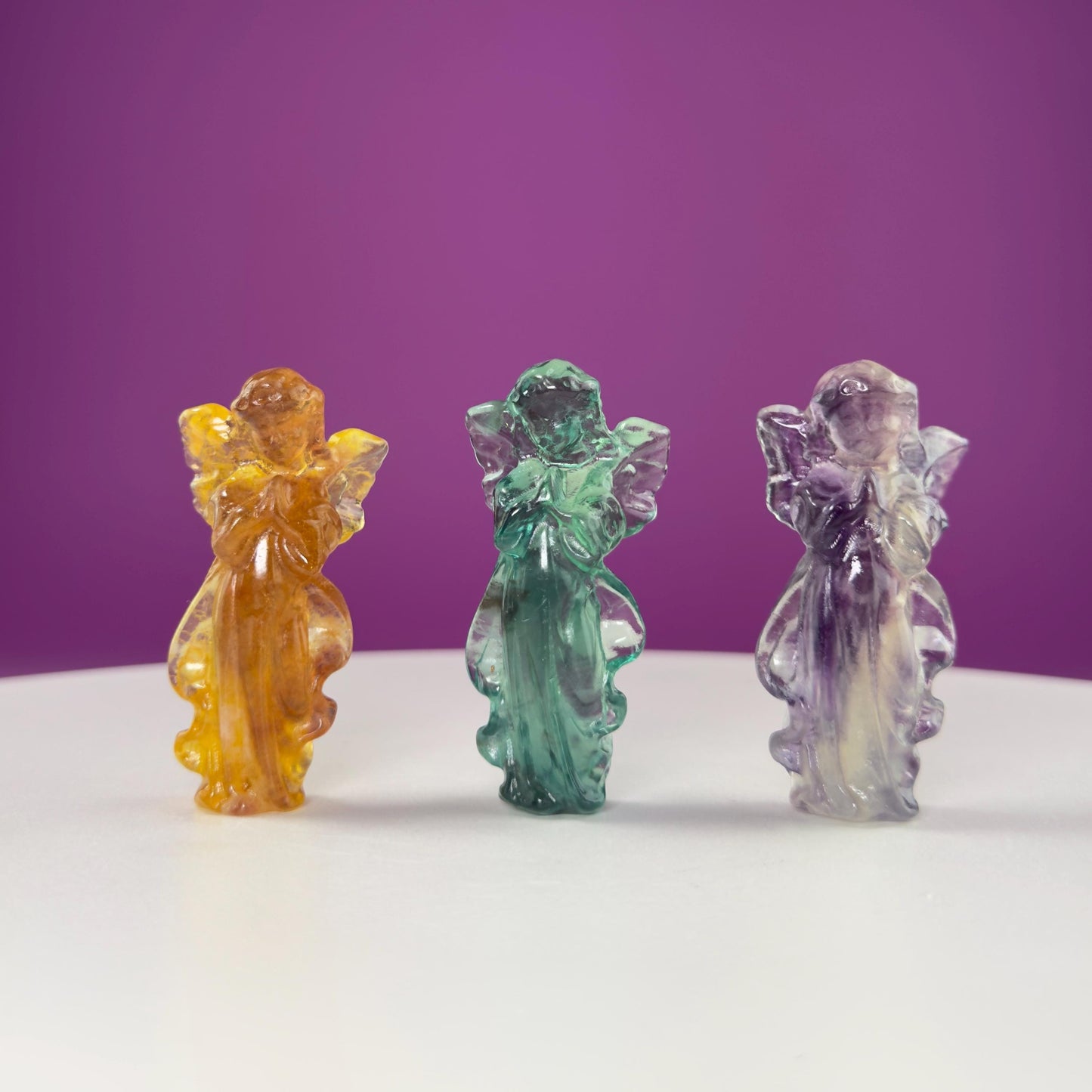 Fluorite Angel Carving | Rainbow Fluorite Guardian Angel for Clarity-Choice of Color