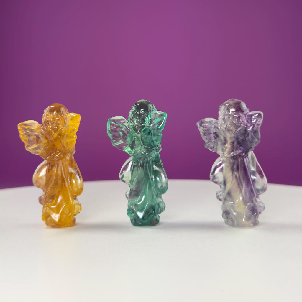 Rainbow Fluorite Angel | Crystal Guardian Carving