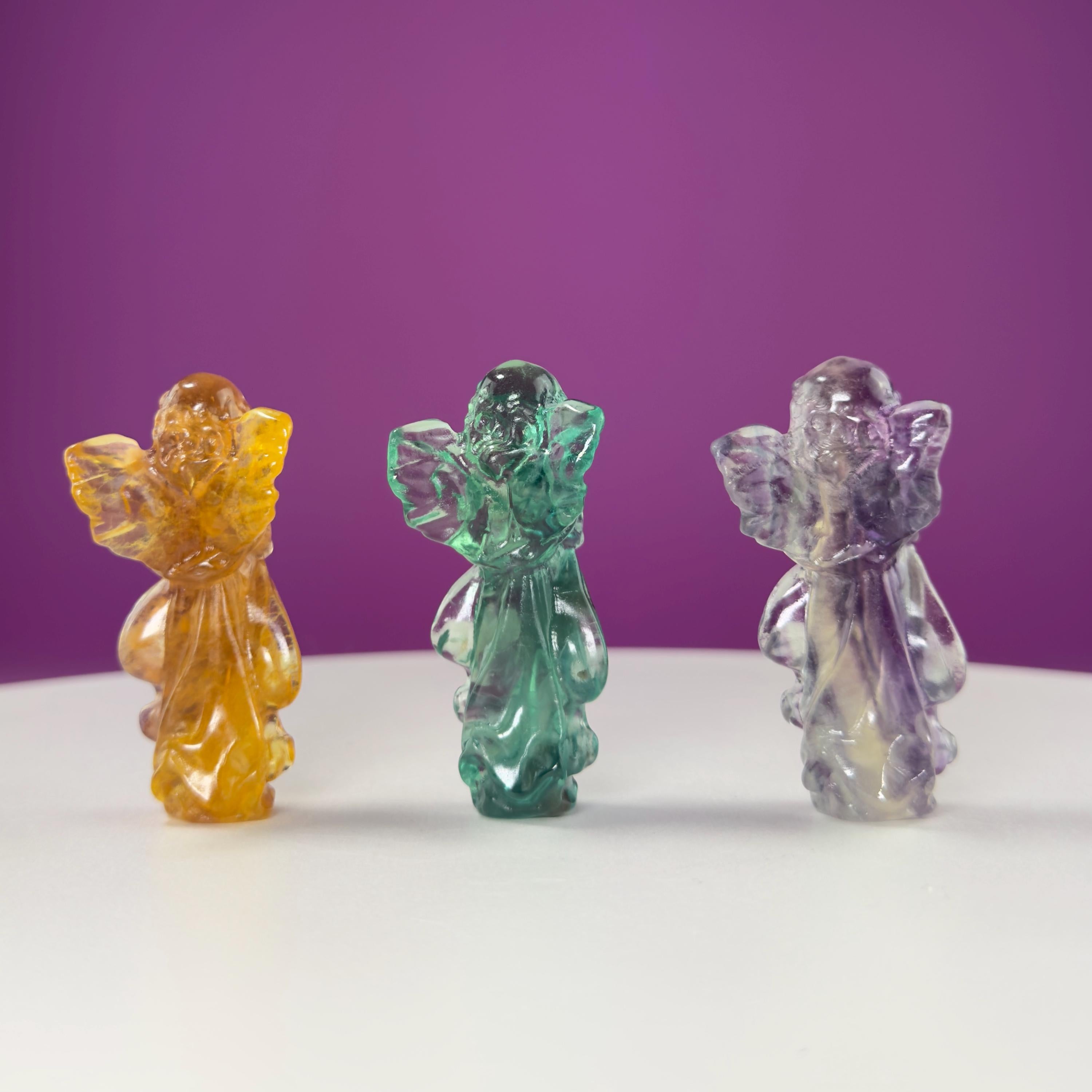 Rainbow Fluorite Angel | Crystal Guardian Carving
