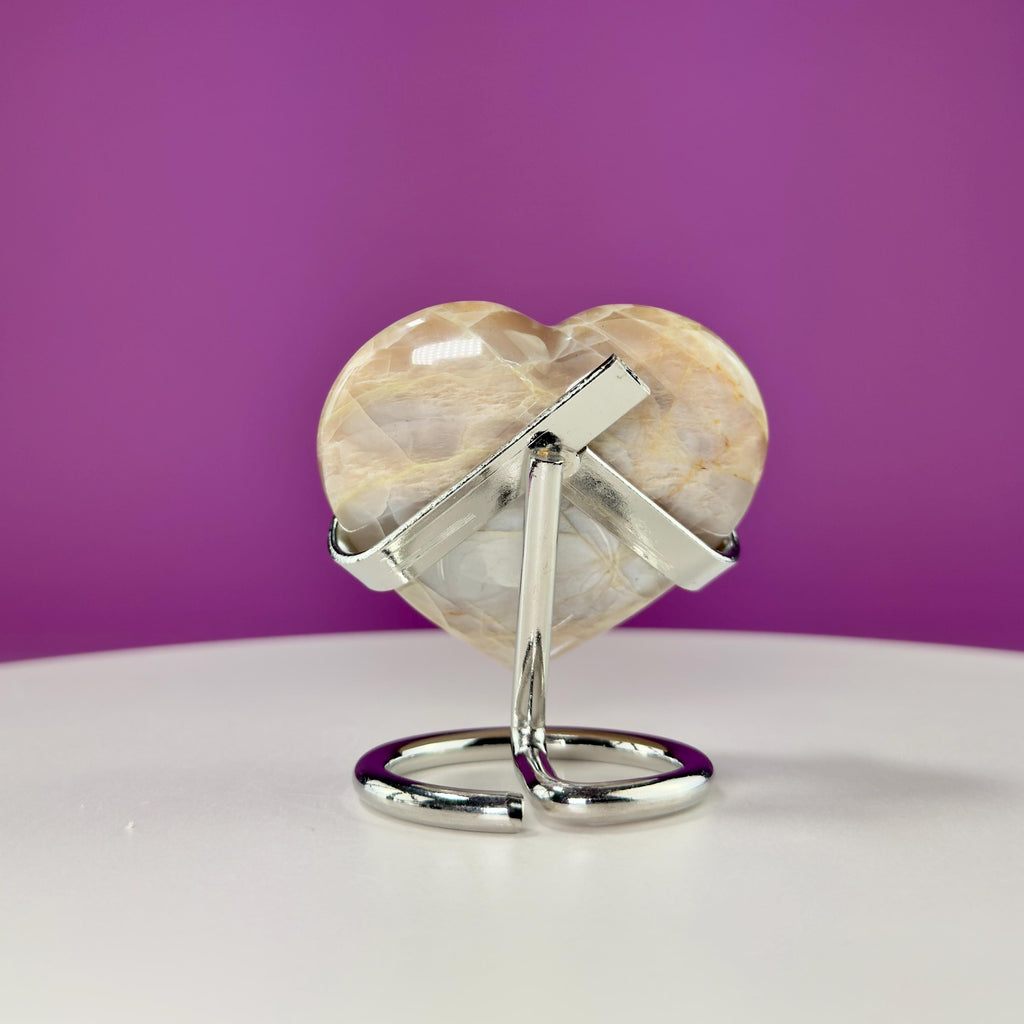Moonstone Heart (Includes Silver Metal Stand)