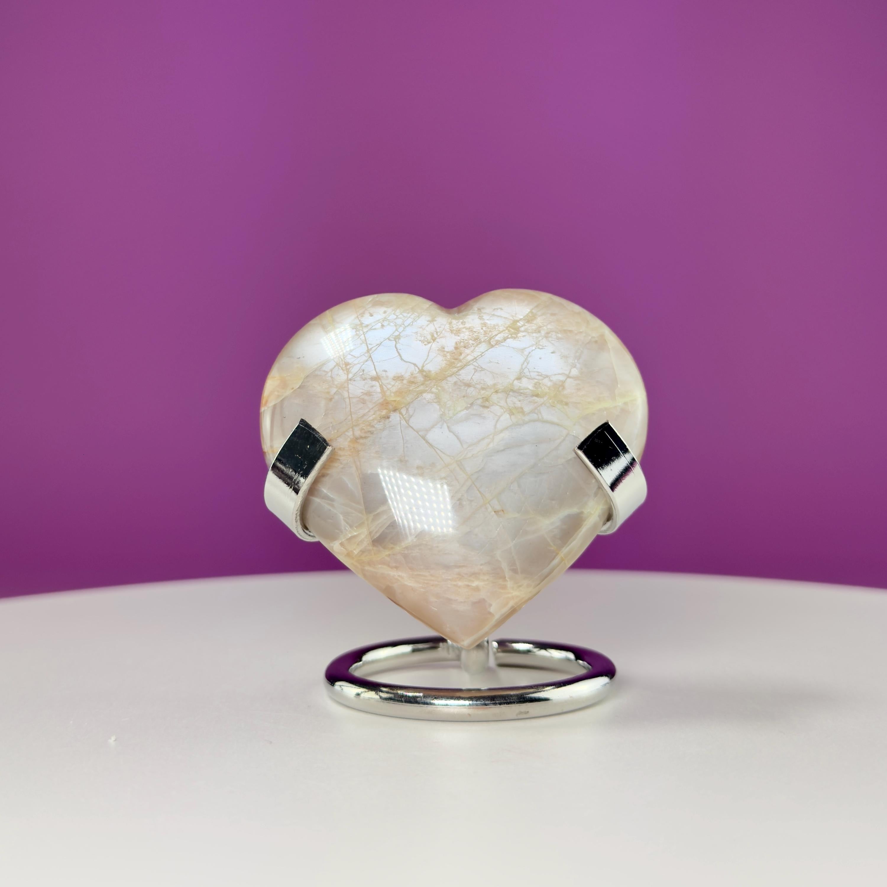 Moonstone Heart (Includes Silver Metal Stand)