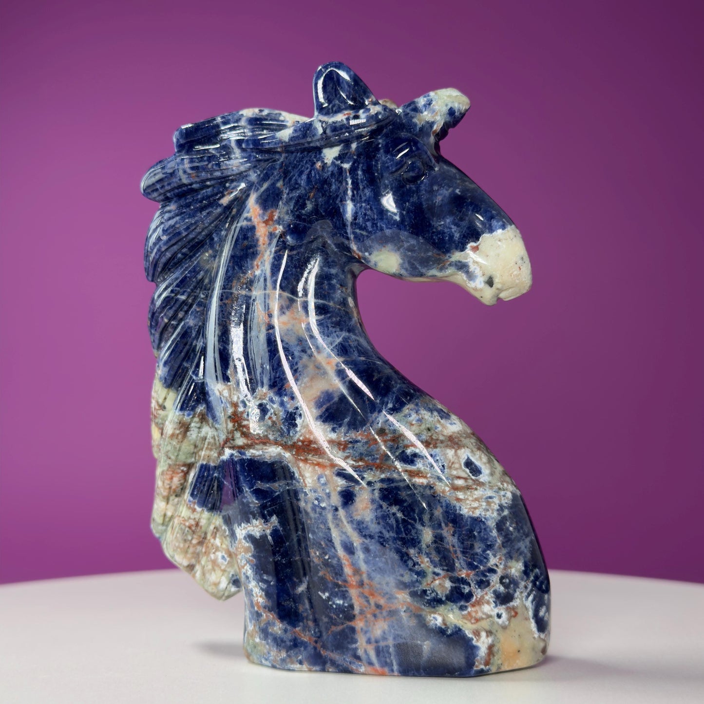 Sodalite Unicorn Carving, Crystal Animal Carving, Calming and Insight Stone