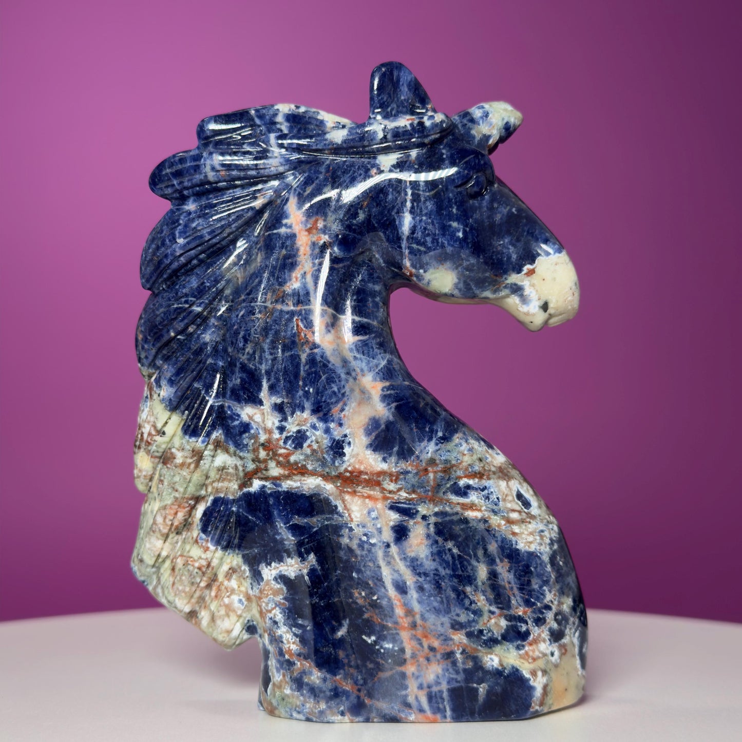 Sodalite Unicorn Carving, Crystal Animal Carving, Calming and Insight Stone