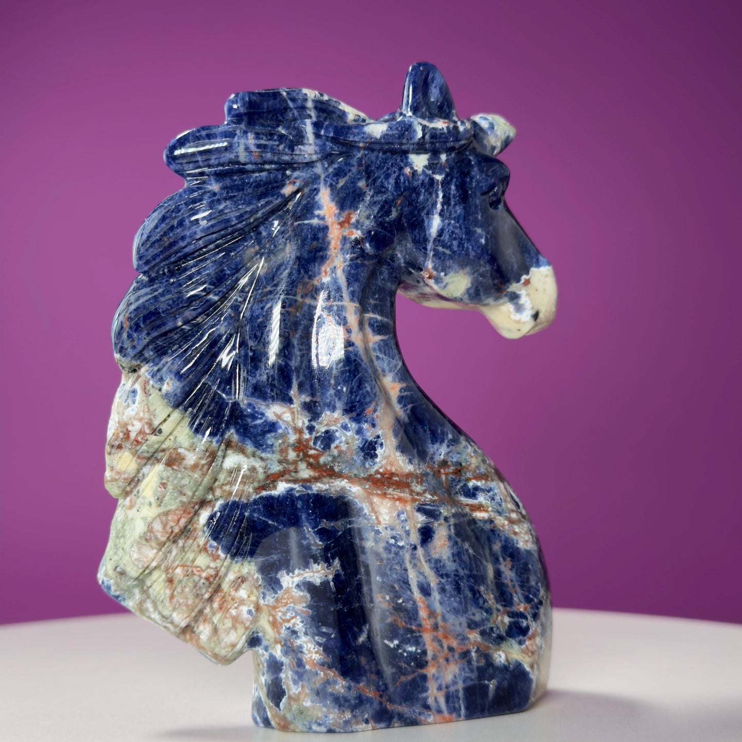 Sodalite Unicorn Carving, Crystal Animal Carving, Calming and Insight Stone