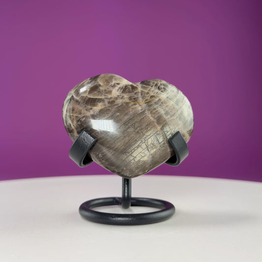Black Moonstone Heart (Includes Black Metal Stand)