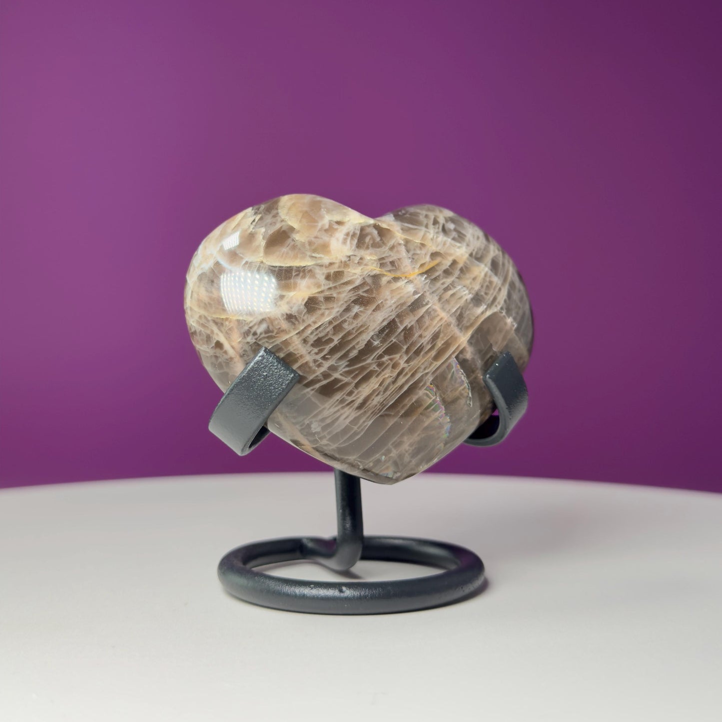 Black Moonstone Heart (Includes Black Metal Stand)