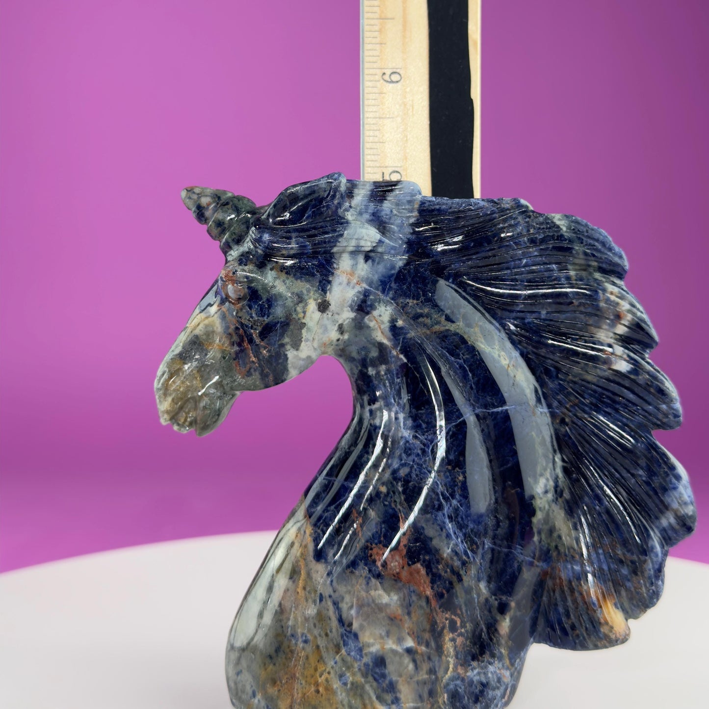 Sodalite Unicorn Carving, Crystal Animal Carving, Calming and Insight Stone