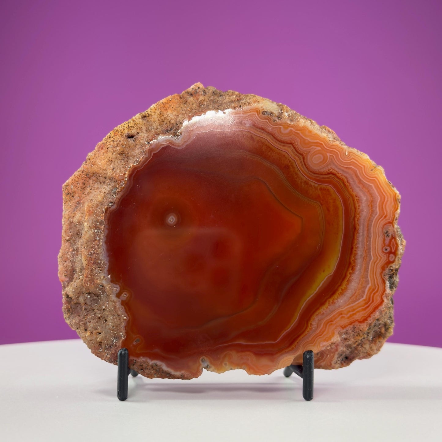 Carnelian Agate Slab (Includes Black Metal Stand)