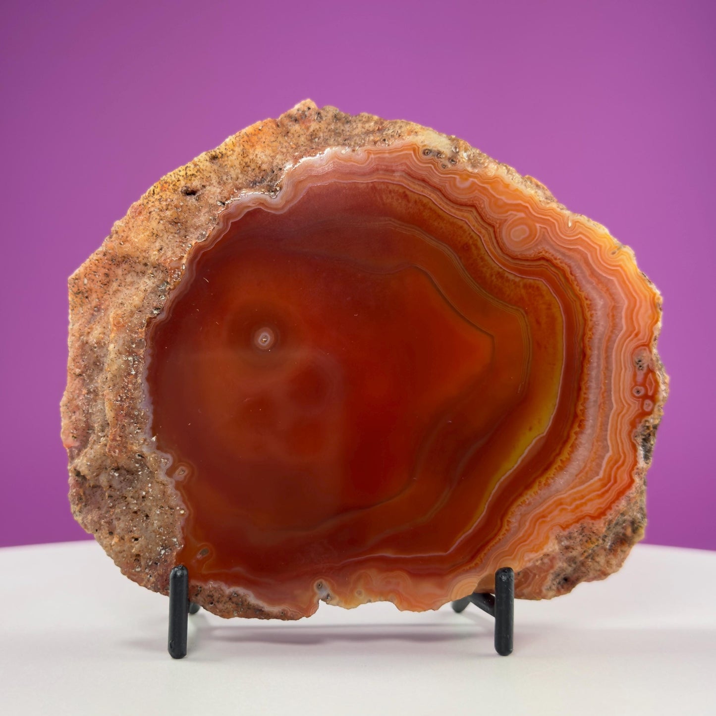 Carnelian Agate Slab (Includes Black Metal Stand)