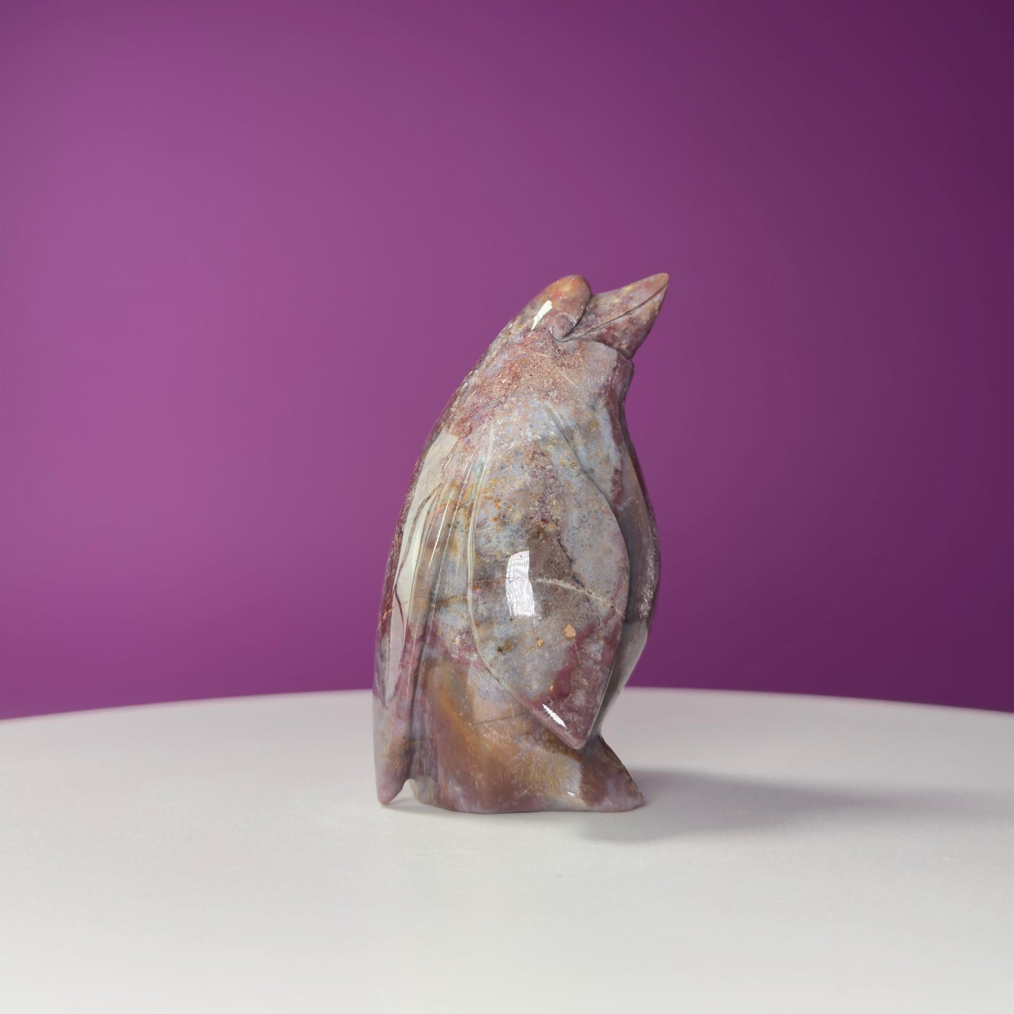 Ocean Jasper Penguin Carving, Crystal Animal Figuring, Positive Energy Stone