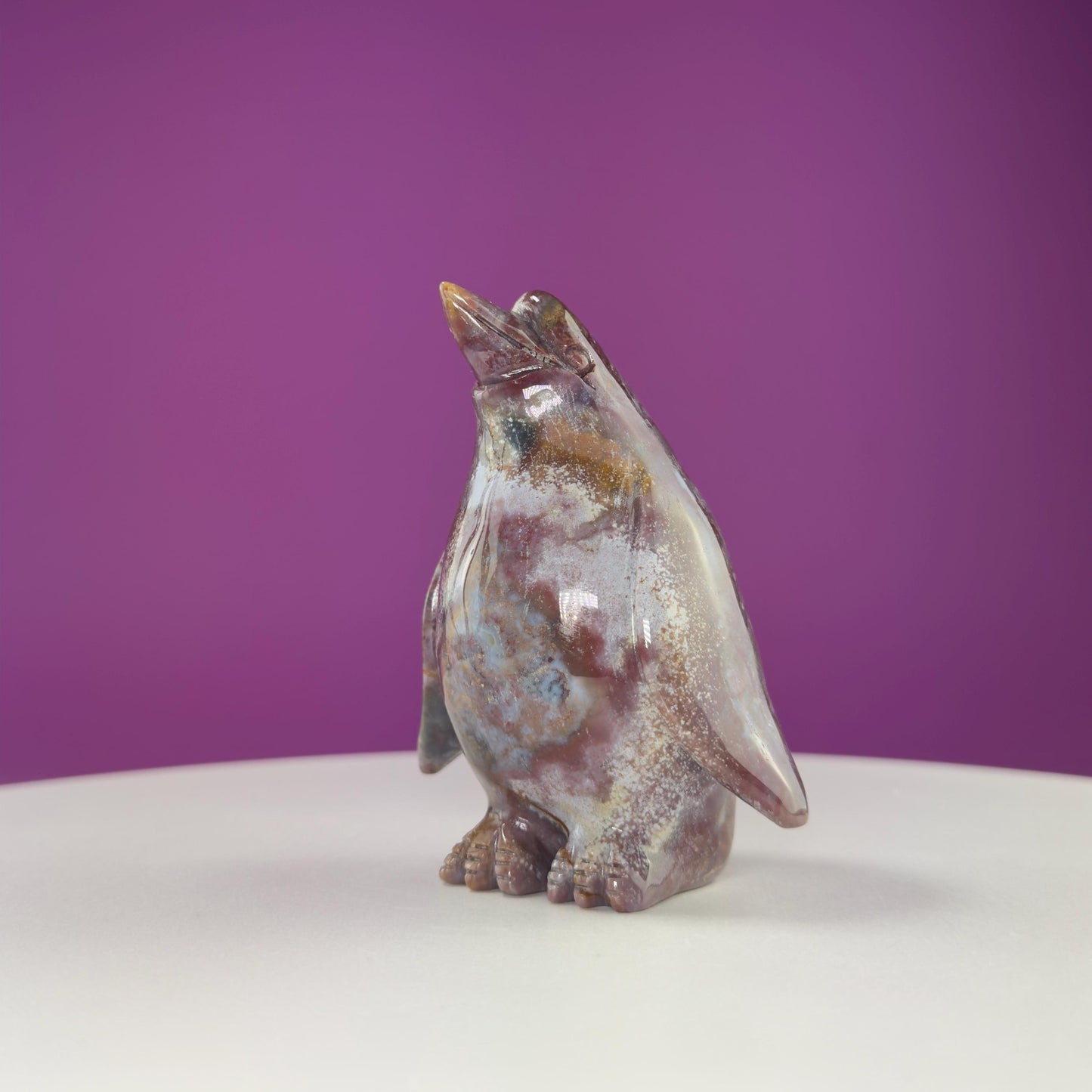 Ocean Jasper Penguin Carving, Crystal Animal Figuring, Positive Energy Stone