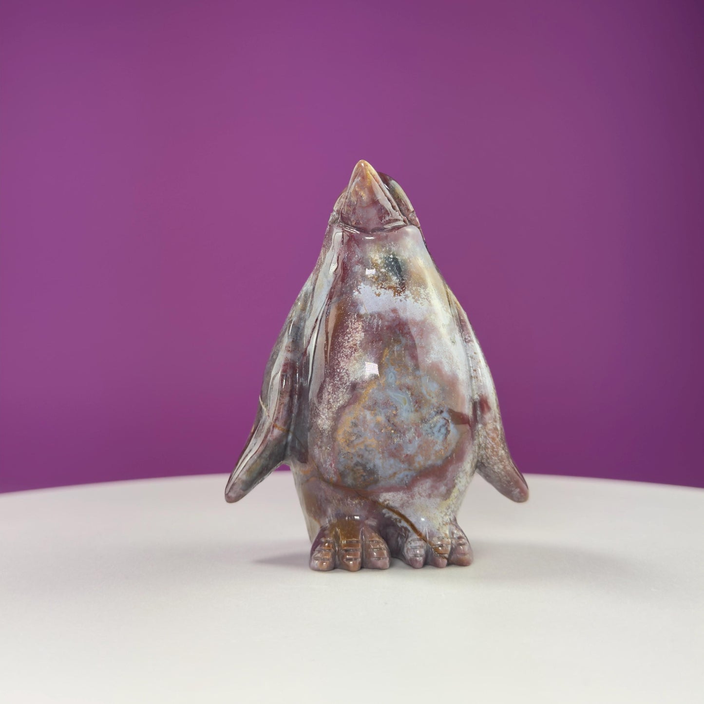 Ocean Jasper Penguin Carving, Crystal Animal Figuring, Positive Energy Stone