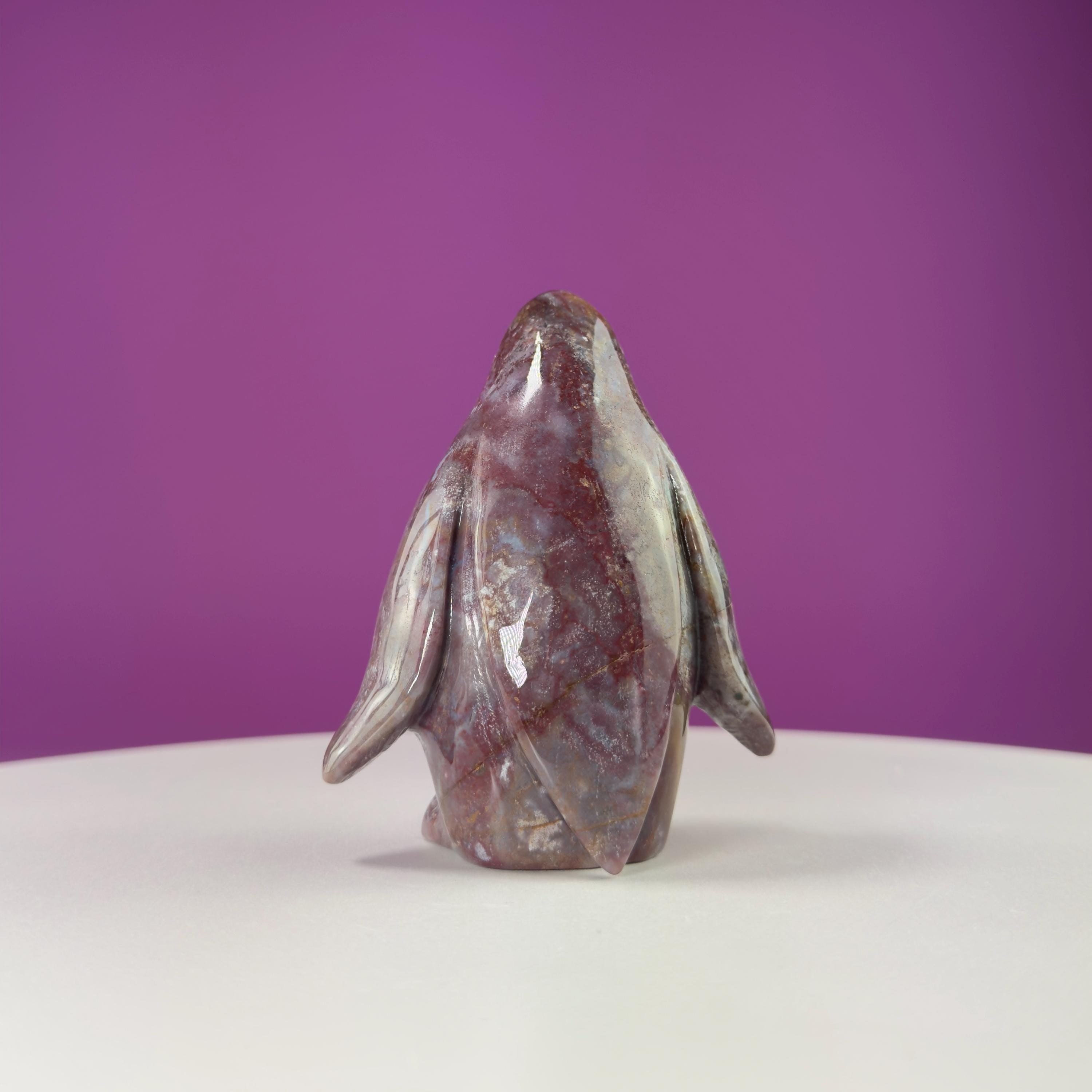 Ocean Jasper Penguin Carving, Crystal Animal Figuring, Positive Energy Stone