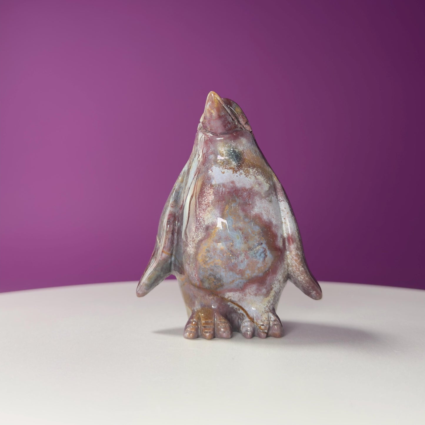 Ocean Jasper Penguin Carving, Crystal Animal Figuring, Positive Energy Stone