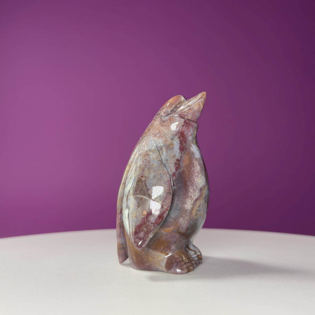 Ocean Jasper Penguin Carving, Crystal Animal Figuring, Positive Energy Stone