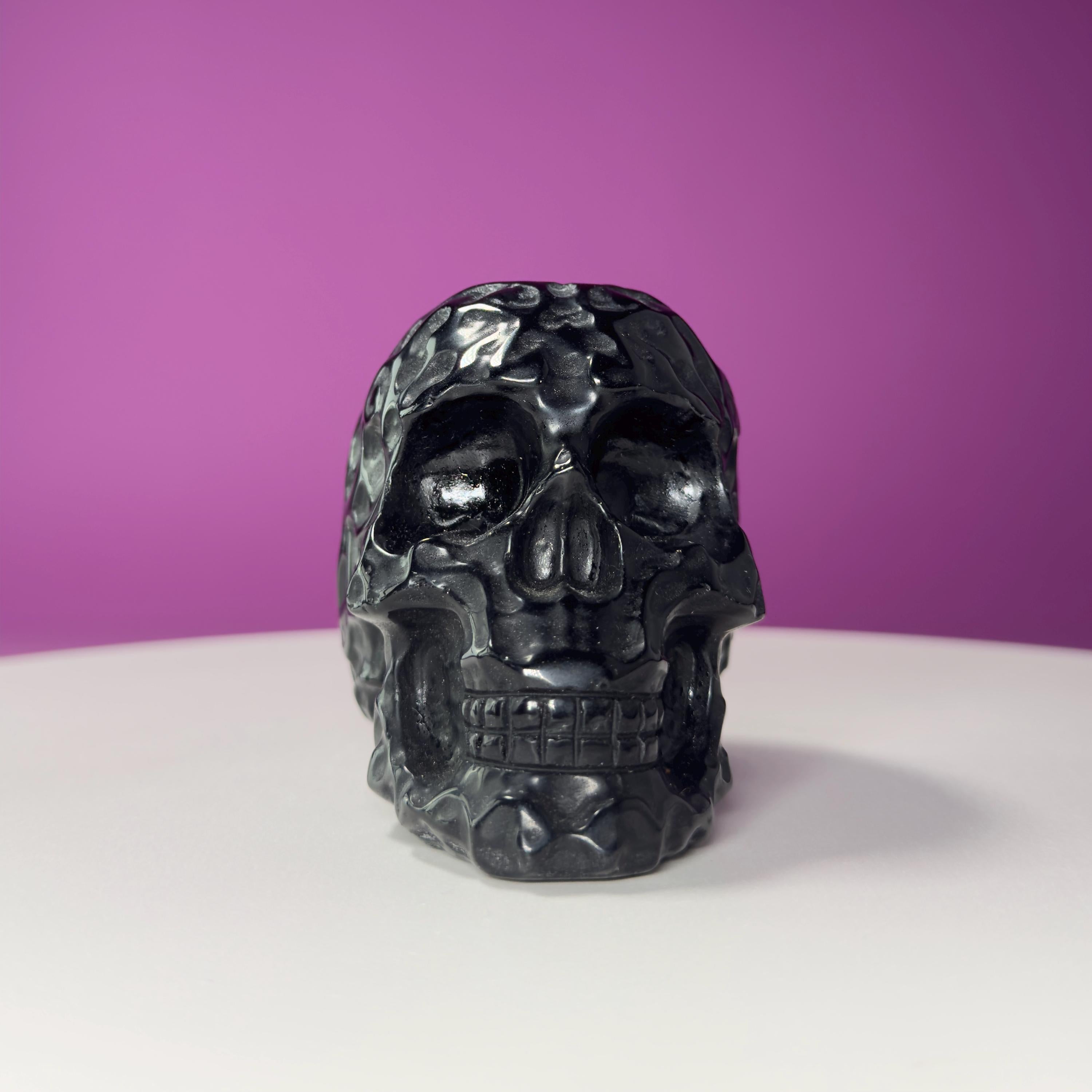 Black Obsidian Carved Skull – 416g Protective Crystal Sculpture