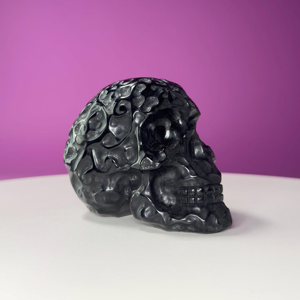 Black Obsidian Carved Skull – 416g Protective Crystal Sculpture