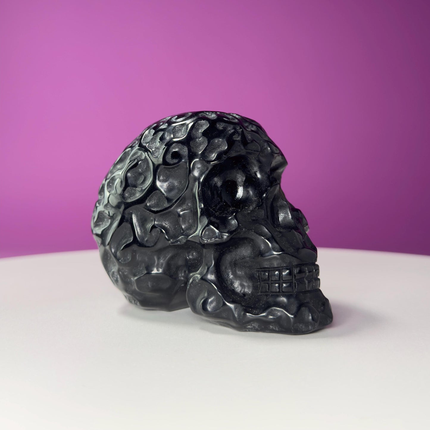 Black Obsidian Carved Skull, Protective Crystal Carving, Grounding Stone Decor