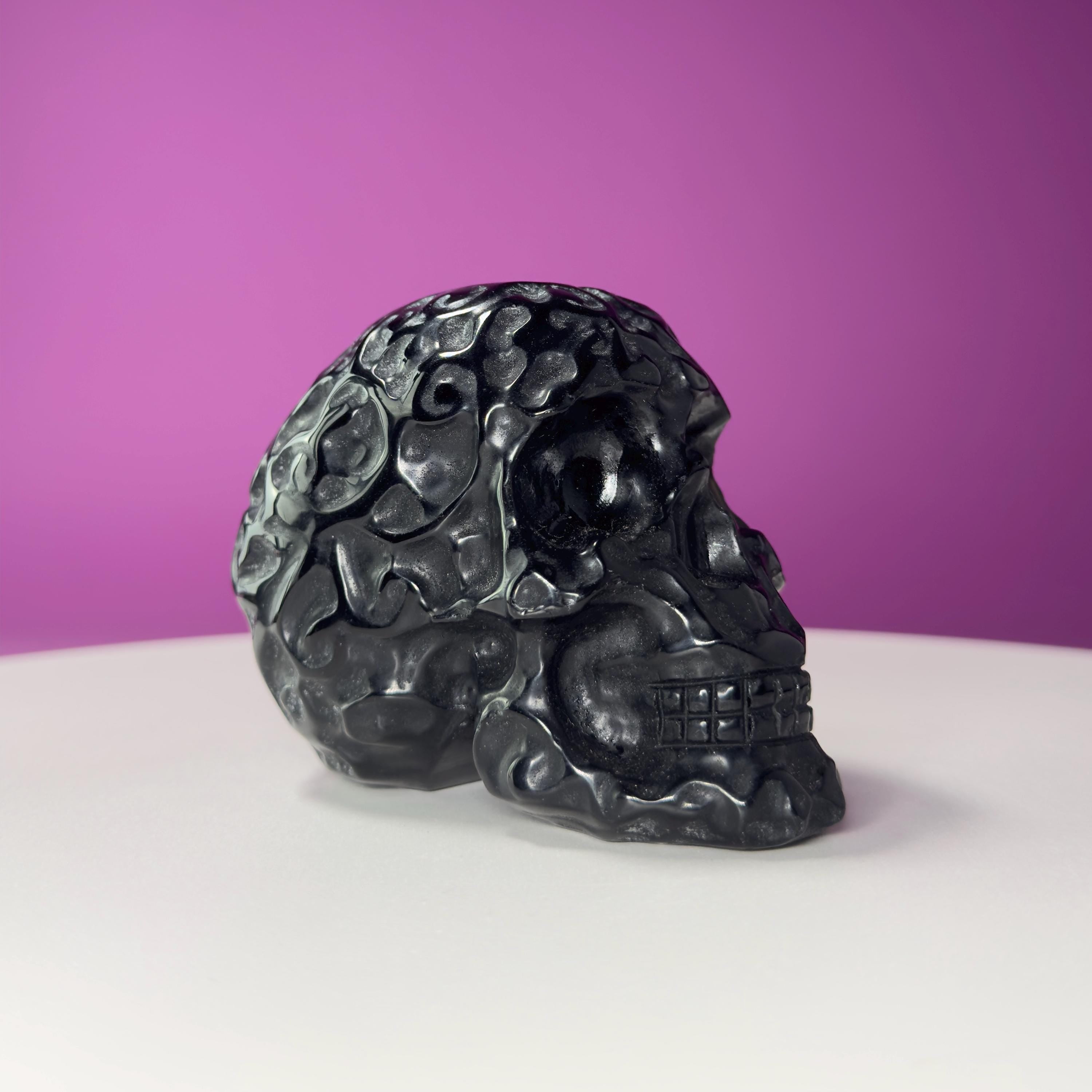 Black Obsidian Carved Skull – 416g Protective Crystal Sculpture