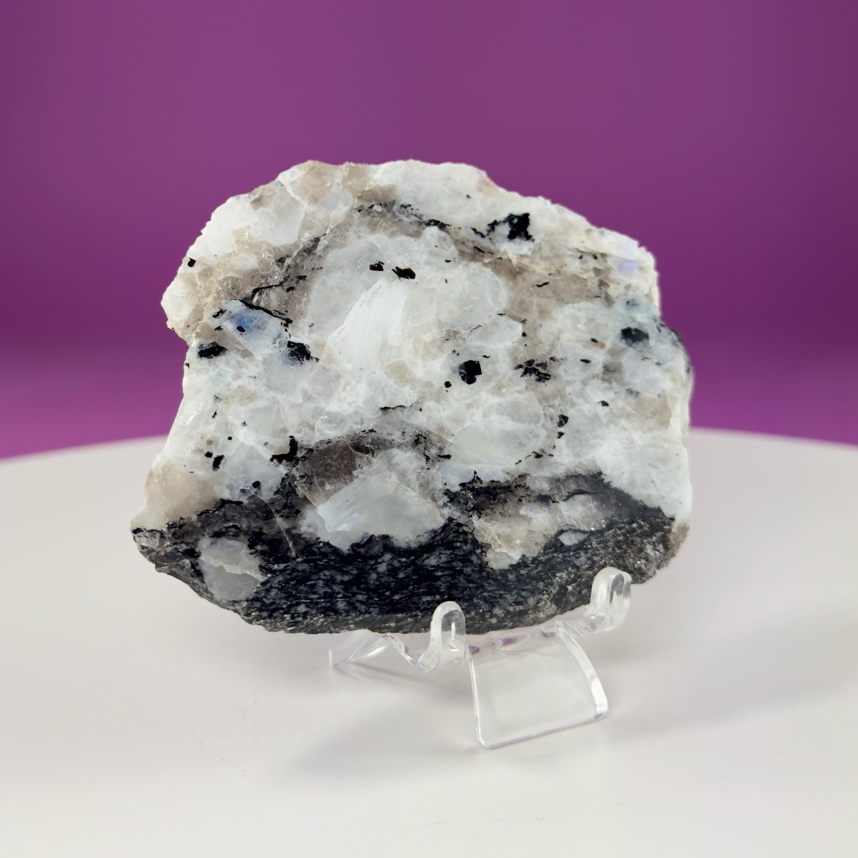 Rainbow Moonstone Slice (Includes Acrylic Stand)
