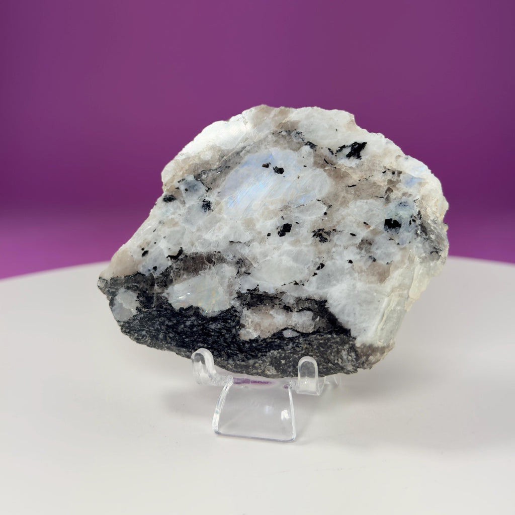 Rainbow Moonstone Slice (Includes Acrylic Stand)