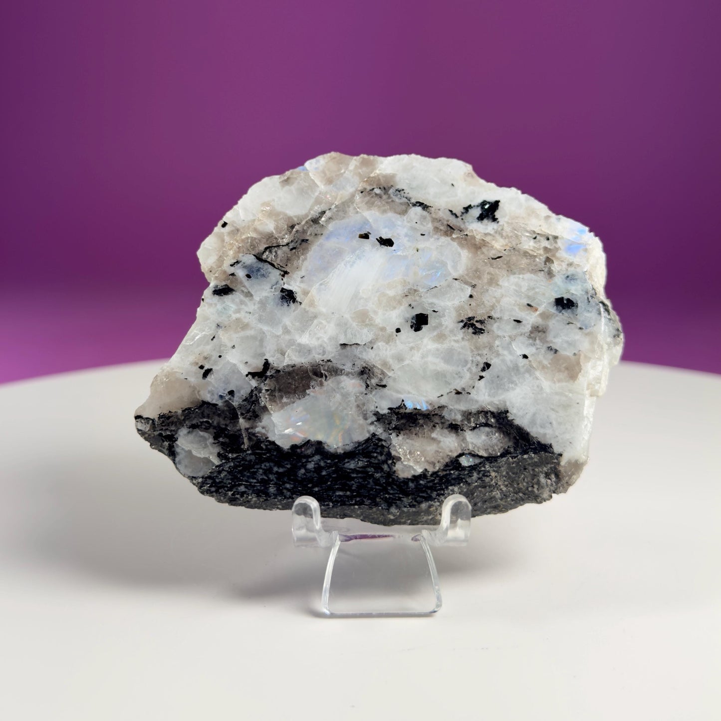 Rainbow Moonstone Slice (Includes Acrylic Stand)