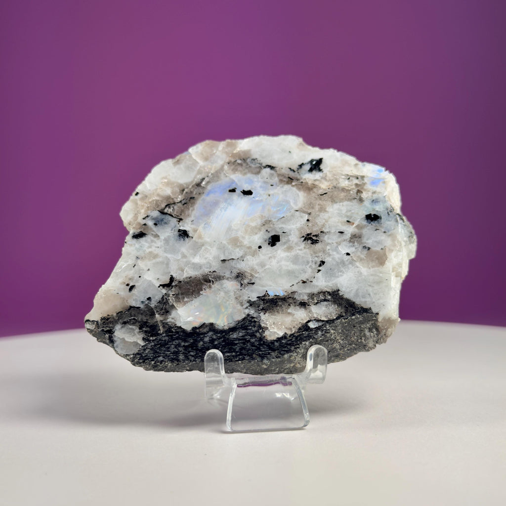 Rainbow Moonstone Slice (Includes Acrylic Stand)