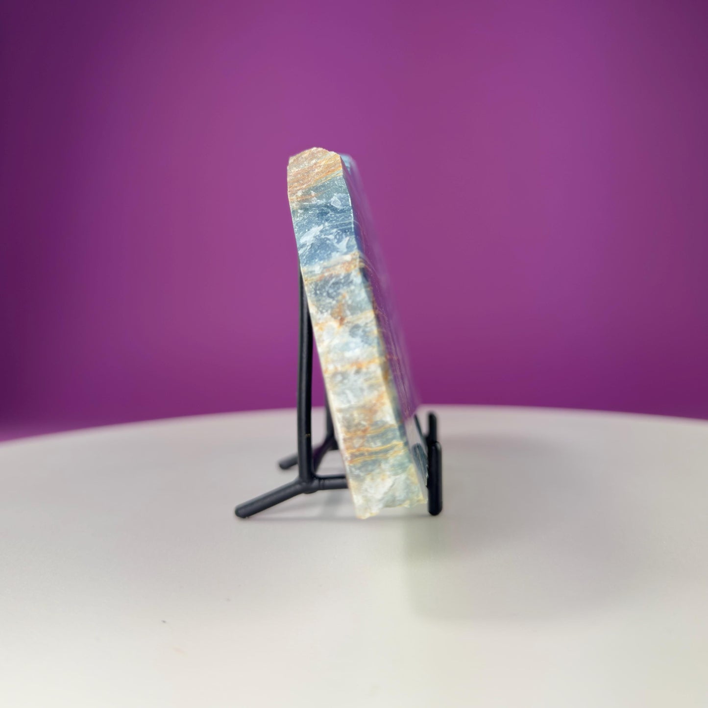 Blue Onyx Slab (Mexico) (Includes Black Metal Stand)