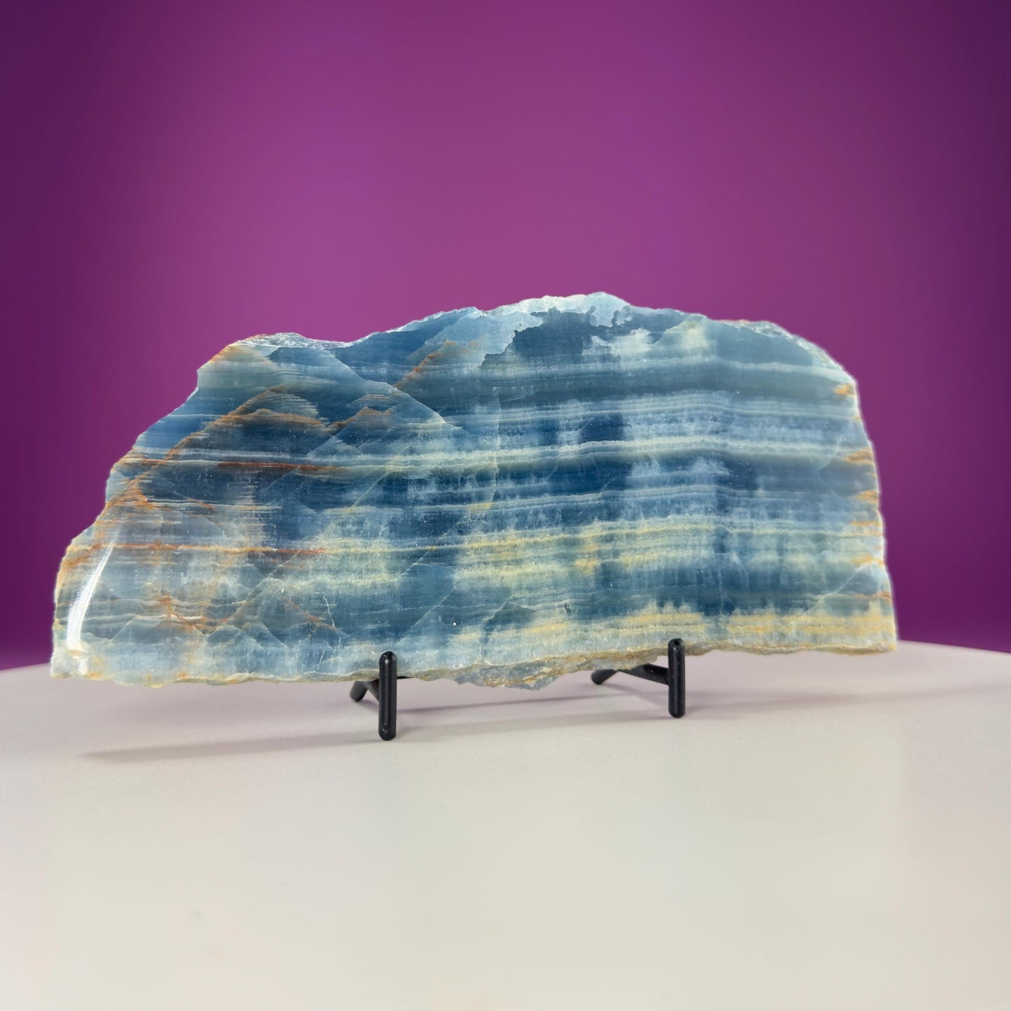 Blue Onyx Slab (Mexico) (Includes Black Metal Stand)