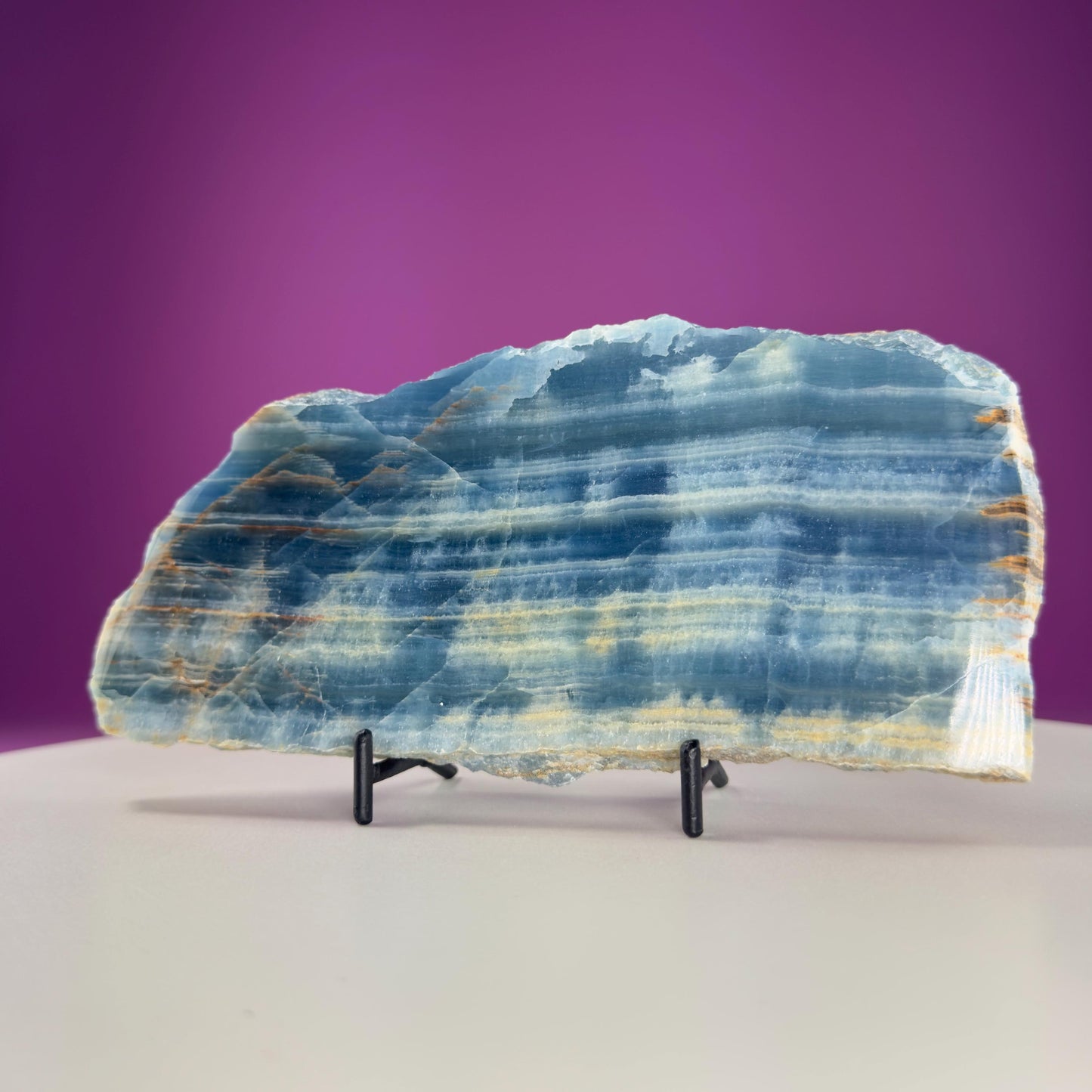 Blue Onyx Slab (Mexico) (Includes Black Metal Stand)