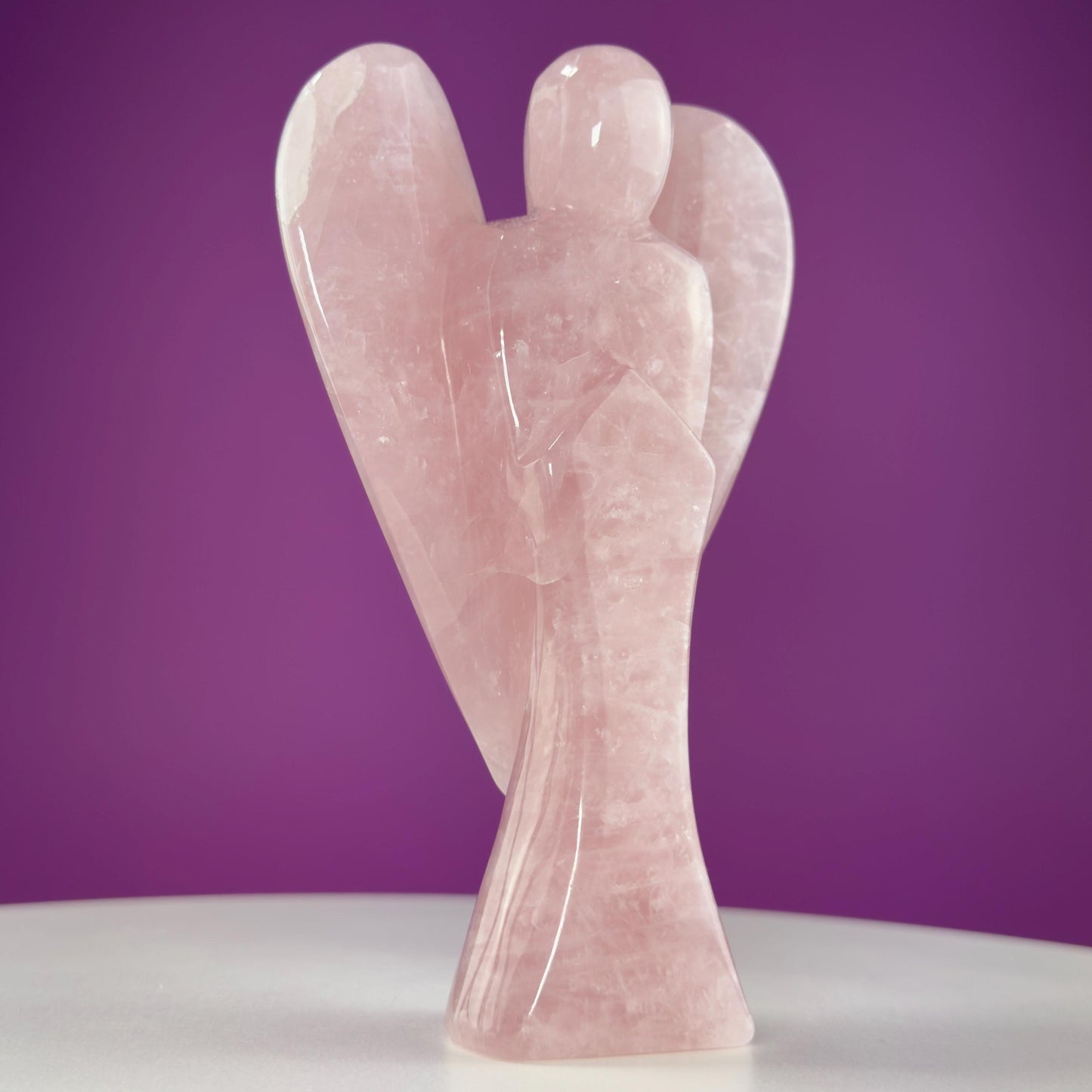 Rose Quartz Angel Carving | Love & Healing Crystal Guardian Angel