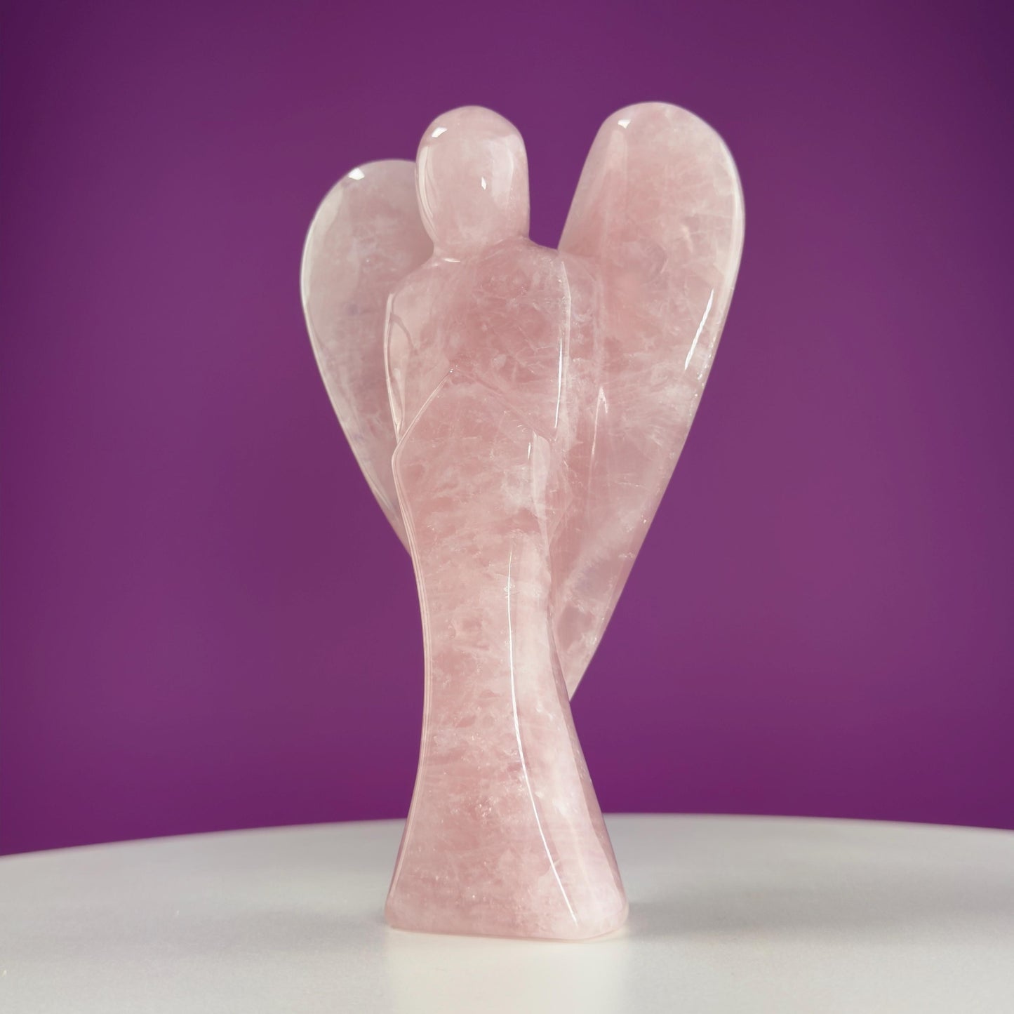 Rose Quartz Angel Carving | Love & Healing Crystal Guardian Angel