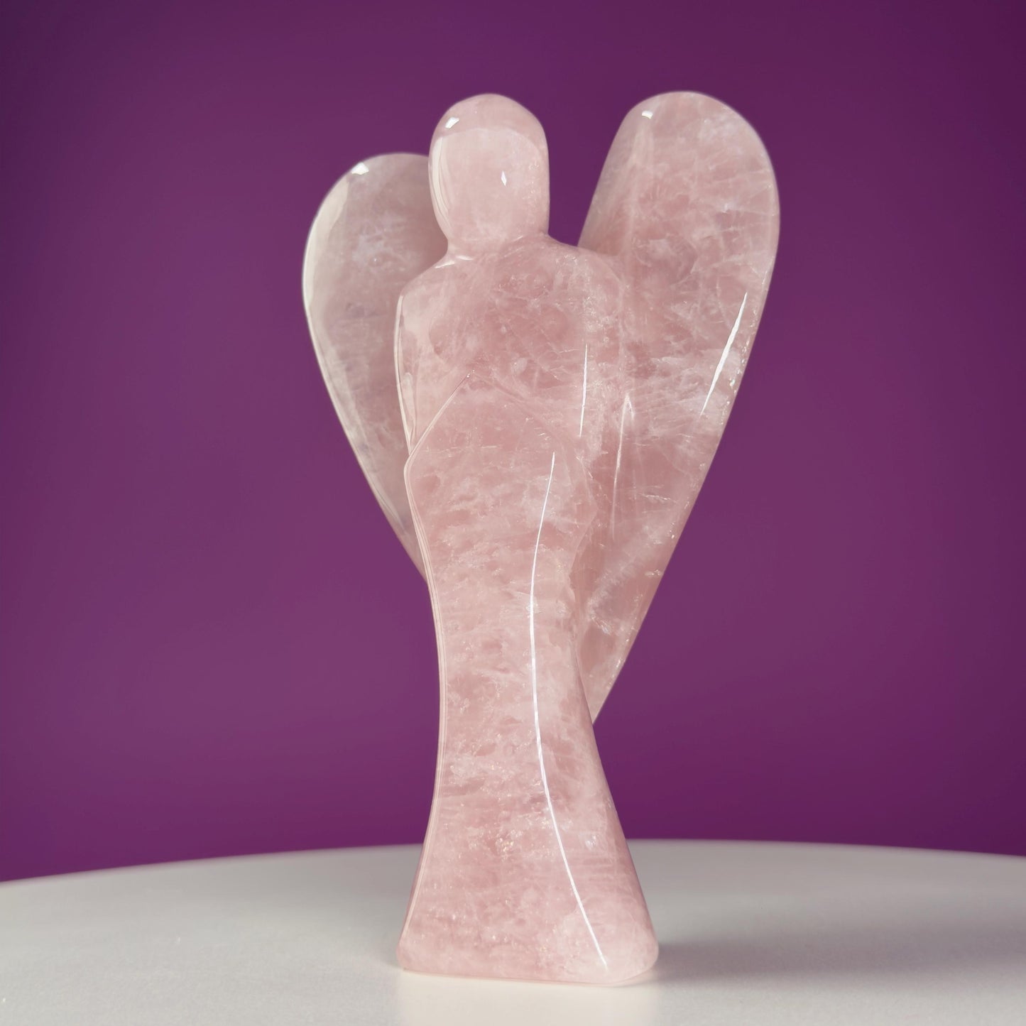 Rose Quartz Angel Carving | Love & Healing Crystal Guardian Angel