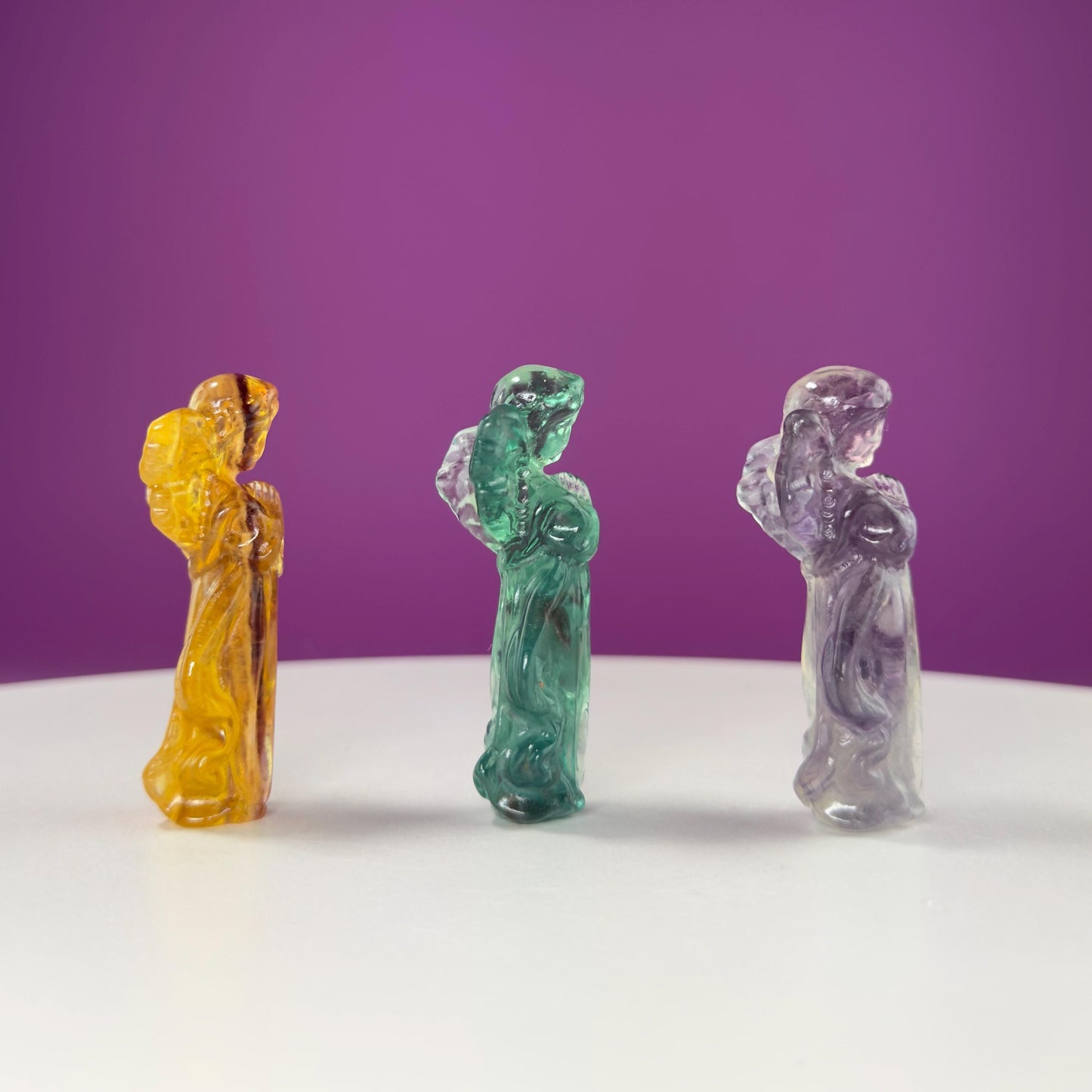 Fluorite Angel Carving | Rainbow Fluorite Guardian Angel for Clarity-Choice of Color