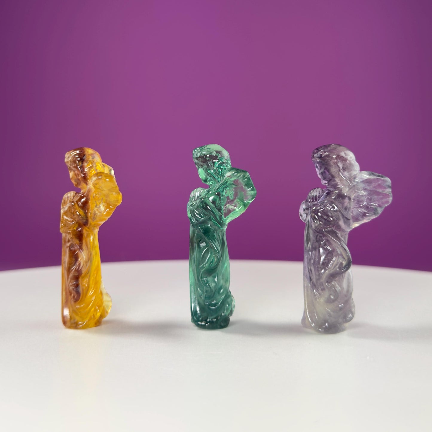 Fluorite Angel Carving | Rainbow Fluorite Guardian Angel for Clarity-Choice of Color