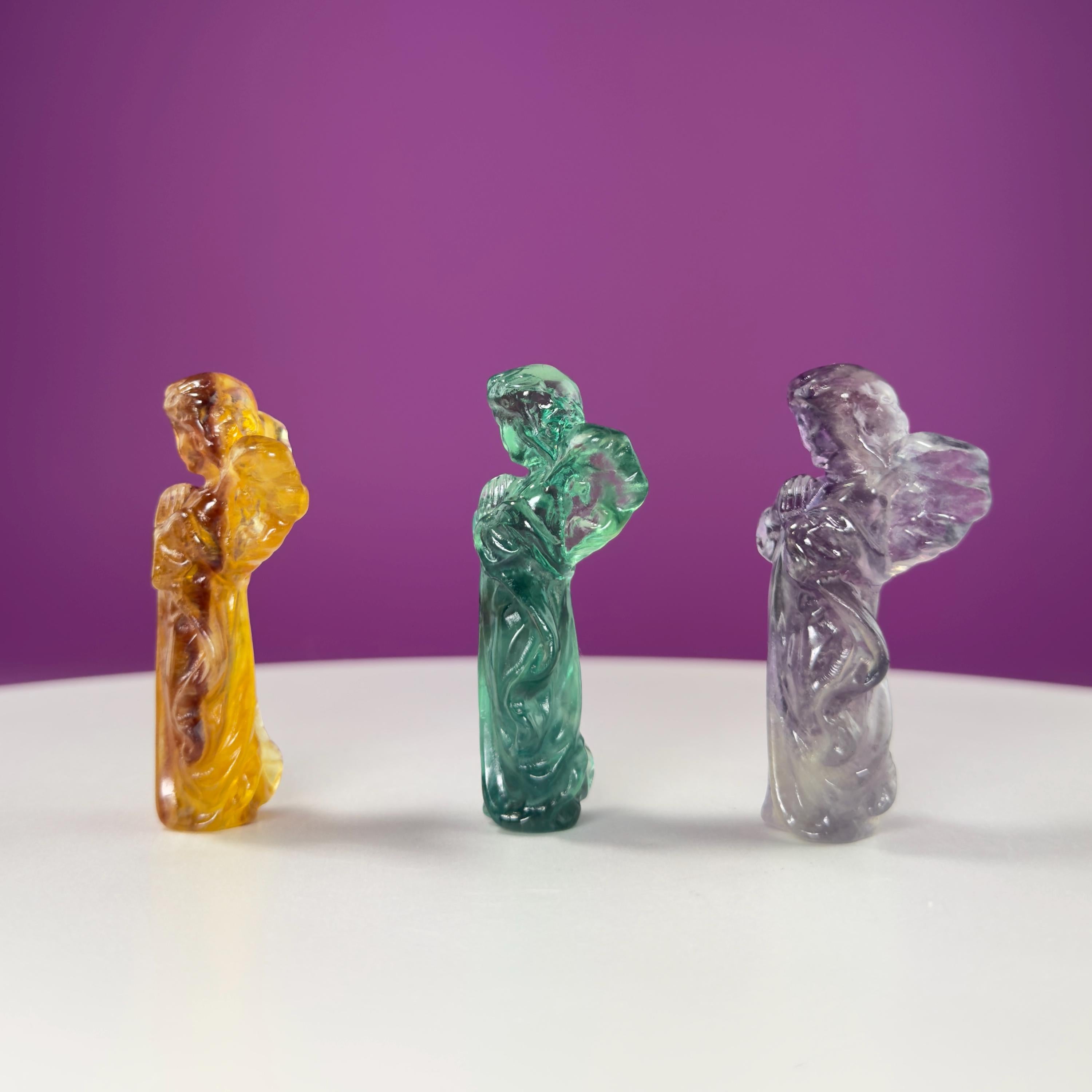 Rainbow Fluorite Angel | Crystal Guardian Carving
