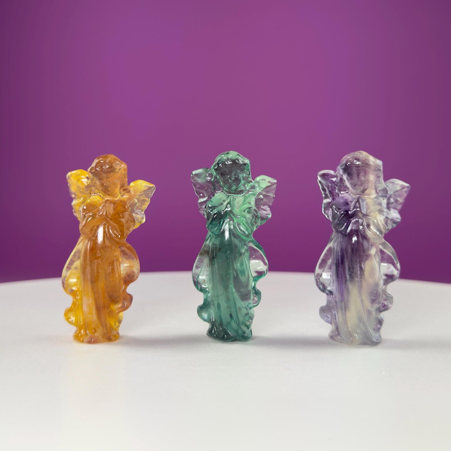 Fluorite Angel Carving | Rainbow Fluorite Guardian Angel for Clarity-Choice of Color