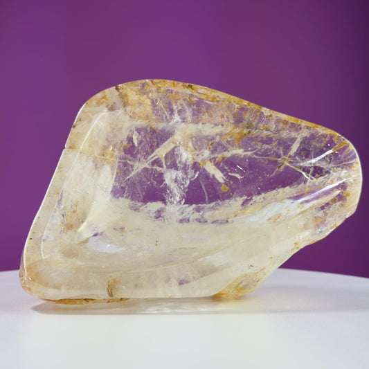 Quartz with Golden Healer Bowl (Brazil), Decorative Bowl, 2.5+Pounds