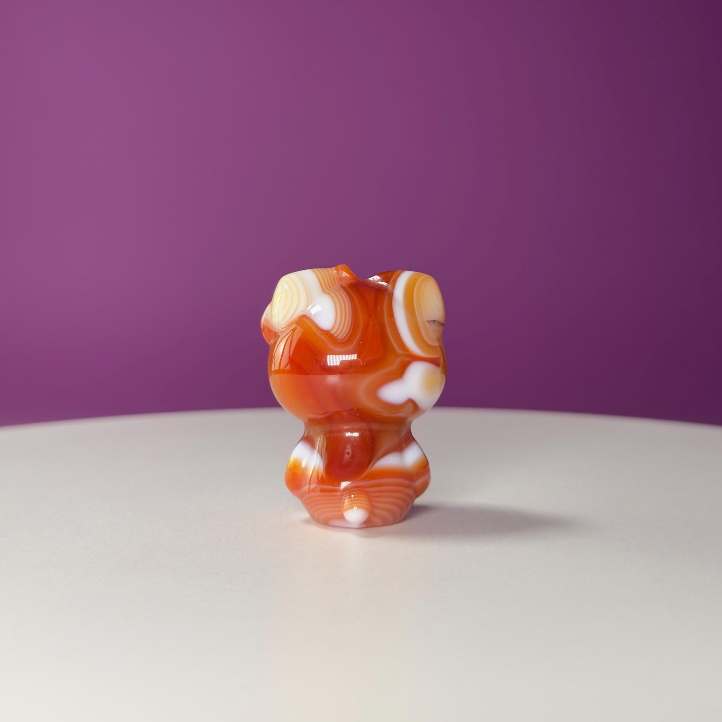 Carnelian Hello Kitty Carving, Crystal Animal Figurine, Cute Crystal Gift