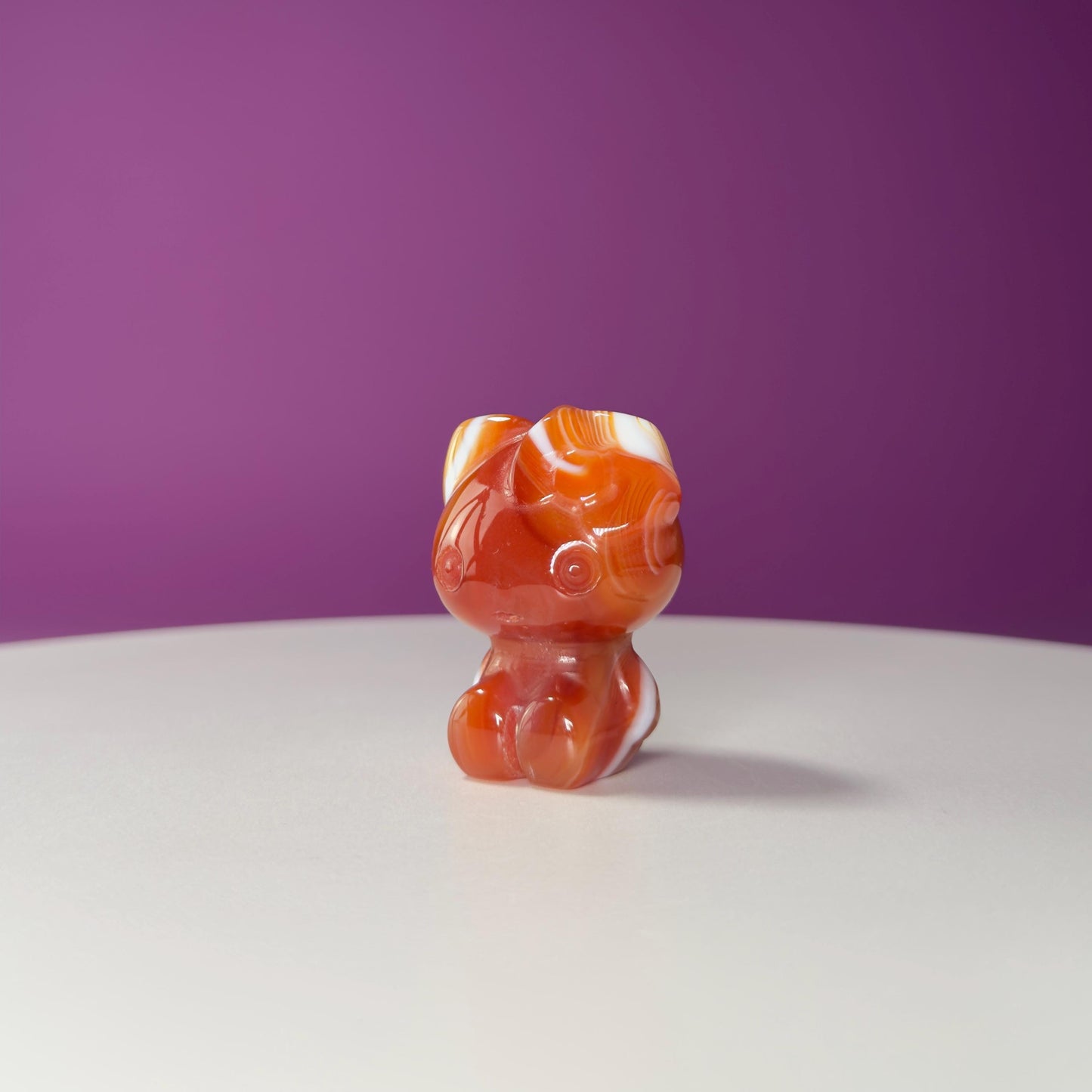 Carnelian Hello Kitty Carving, Crystal Animal Figurine, Cute Crystal Gift
