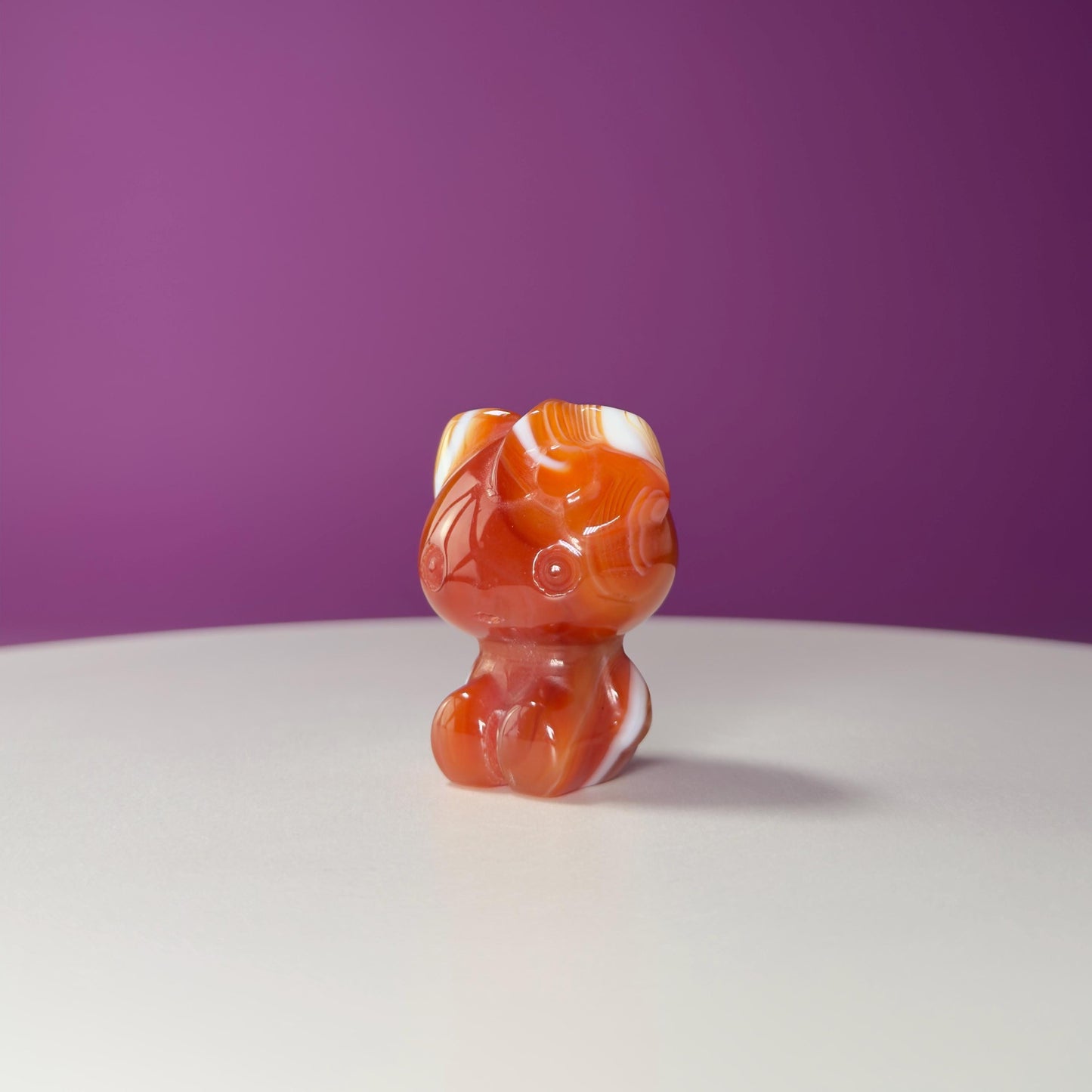 Carnelian Hello Kitty Carving, Crystal Animal Figurine, Cute Crystal Gift