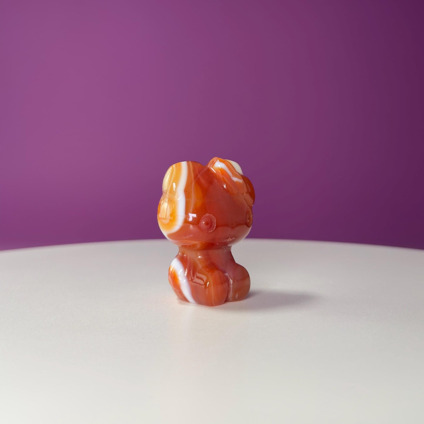 Carnelian Hello Kitty Carving, Crystal Animal Figurine, Cute Crystal Gift