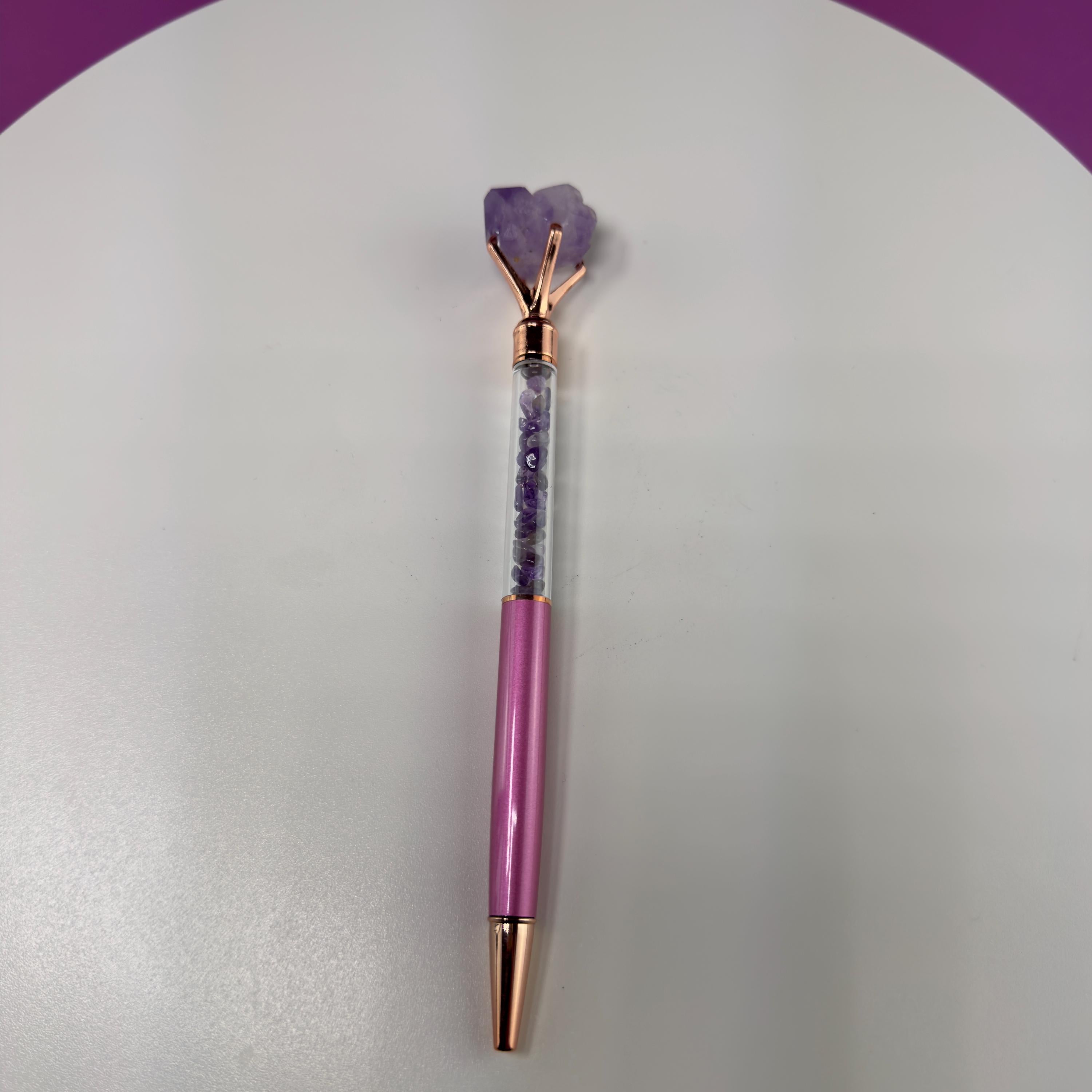 Crystal Gemstone Pen for Writing & Manifestation | Healing Crystal Pen Gift (Refill Included)
