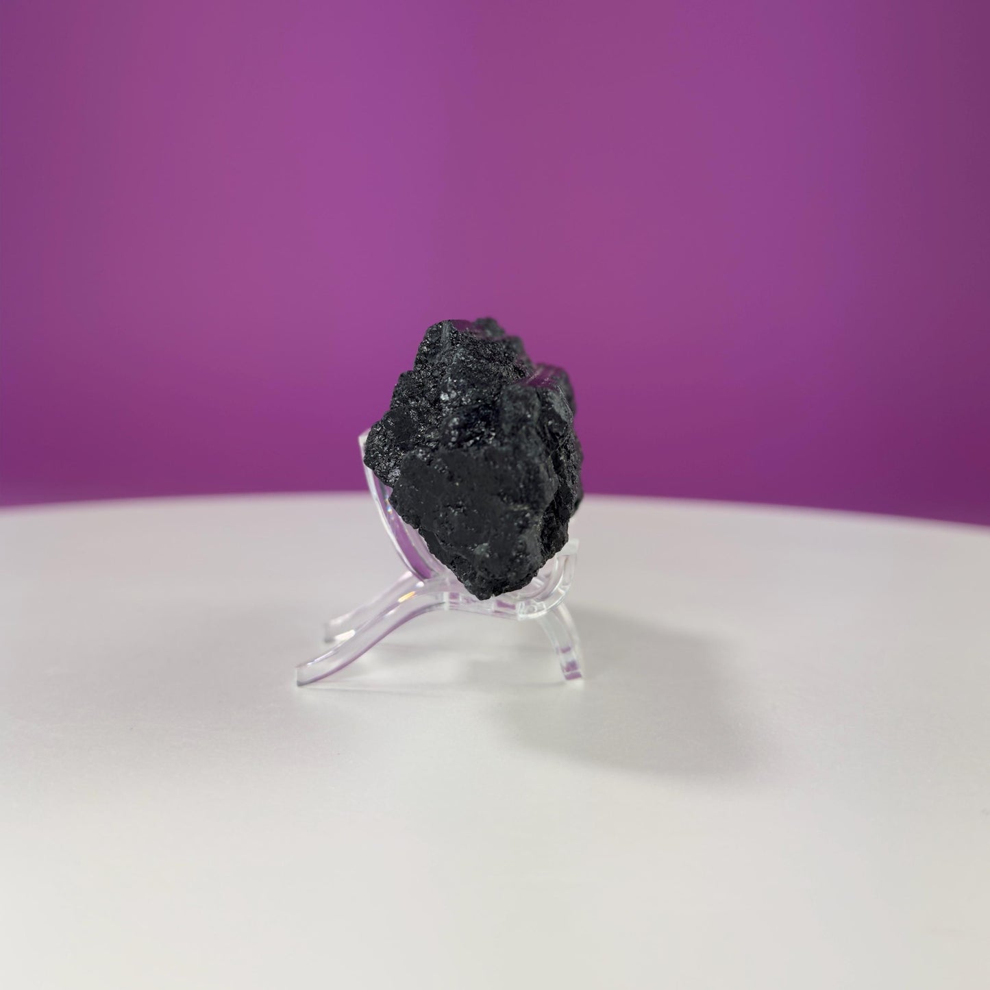 Black Tourmaline Specimen | Raw Protection Crystal for Energy Clearing (Includes Acrylic Stand)