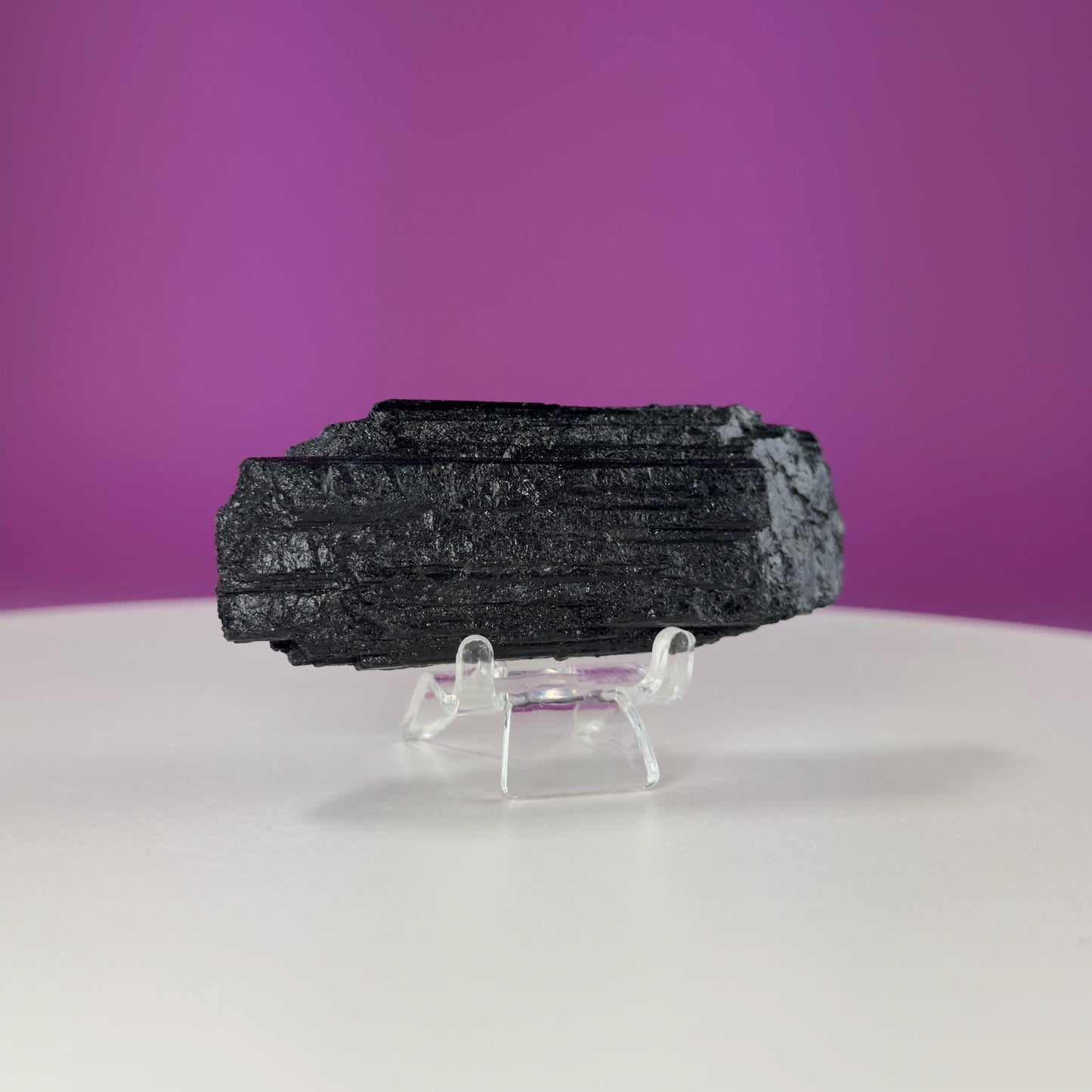 Black Tourmaline Specimen | Raw Protection Crystal for Energy Clearing (Includes Acrylic Stand)