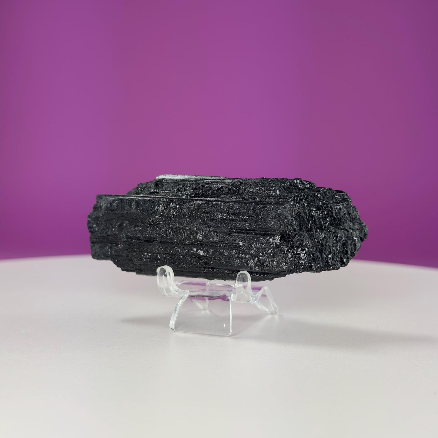 Black Tourmaline Specimen | Raw Protection Crystal for Energy Clearing (Includes Acrylic Stand)