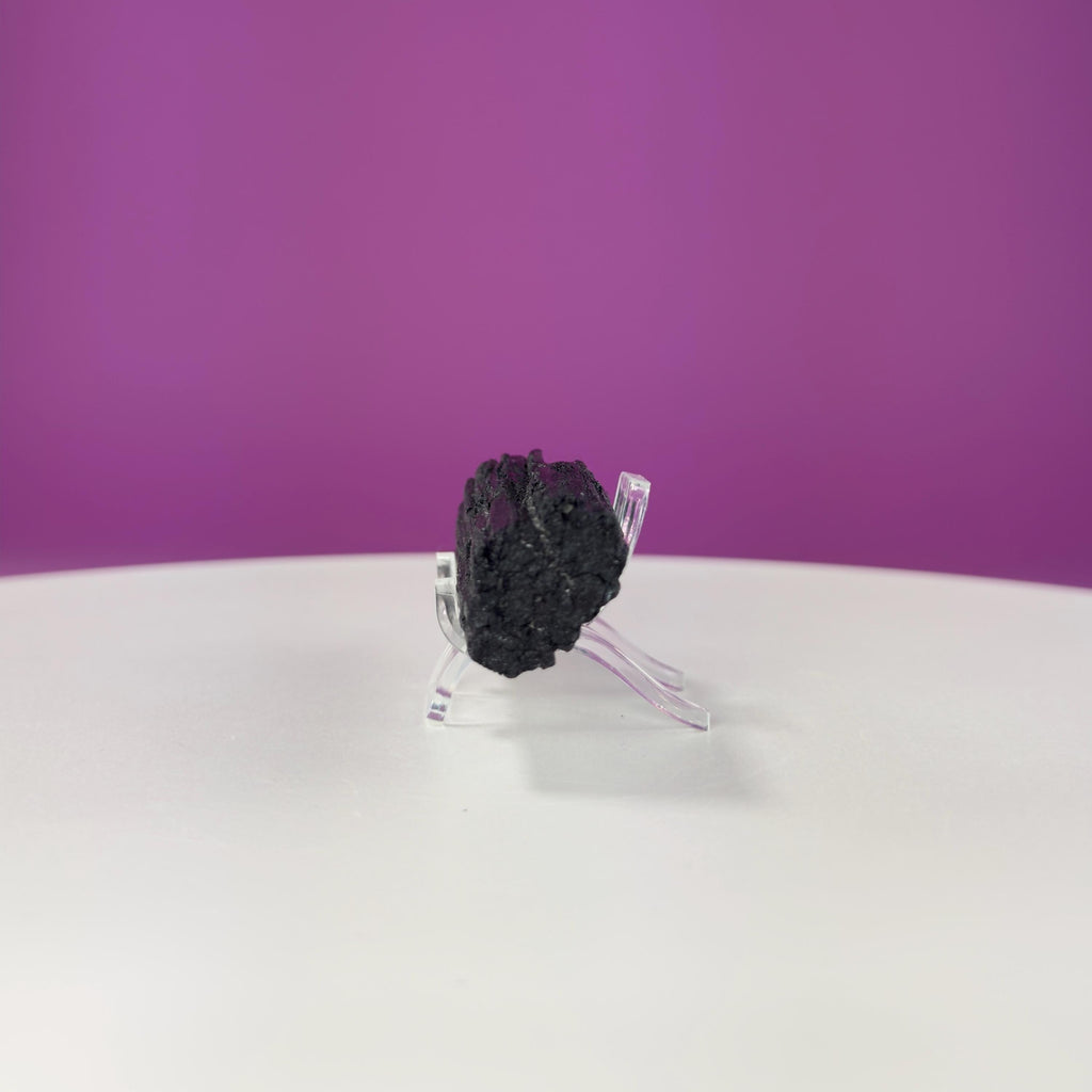 Black Tourmaline Specimen | Raw Protection Crystal for Energy Clearing (Includes Acrylic Stand)
