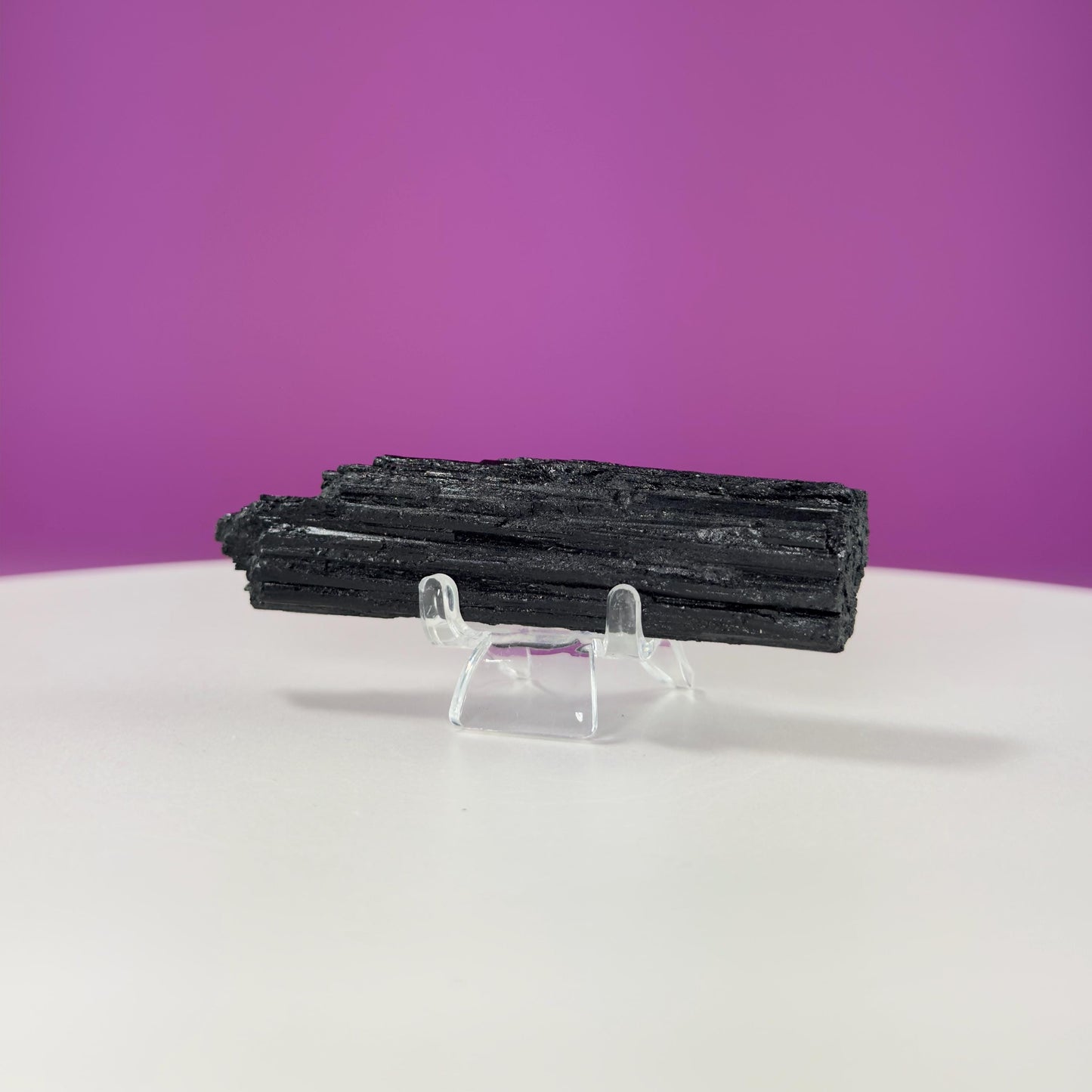 Black Tourmaline Specimen | Raw Protection Crystal for Energy Clearing (Includes Acrylic Stand)