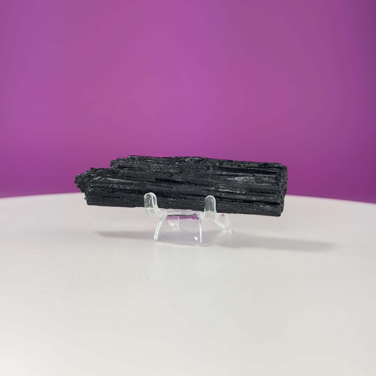 Black Tourmaline Specimen | Raw Protection Crystal for Energy Clearing (Includes Acrylic Stand)