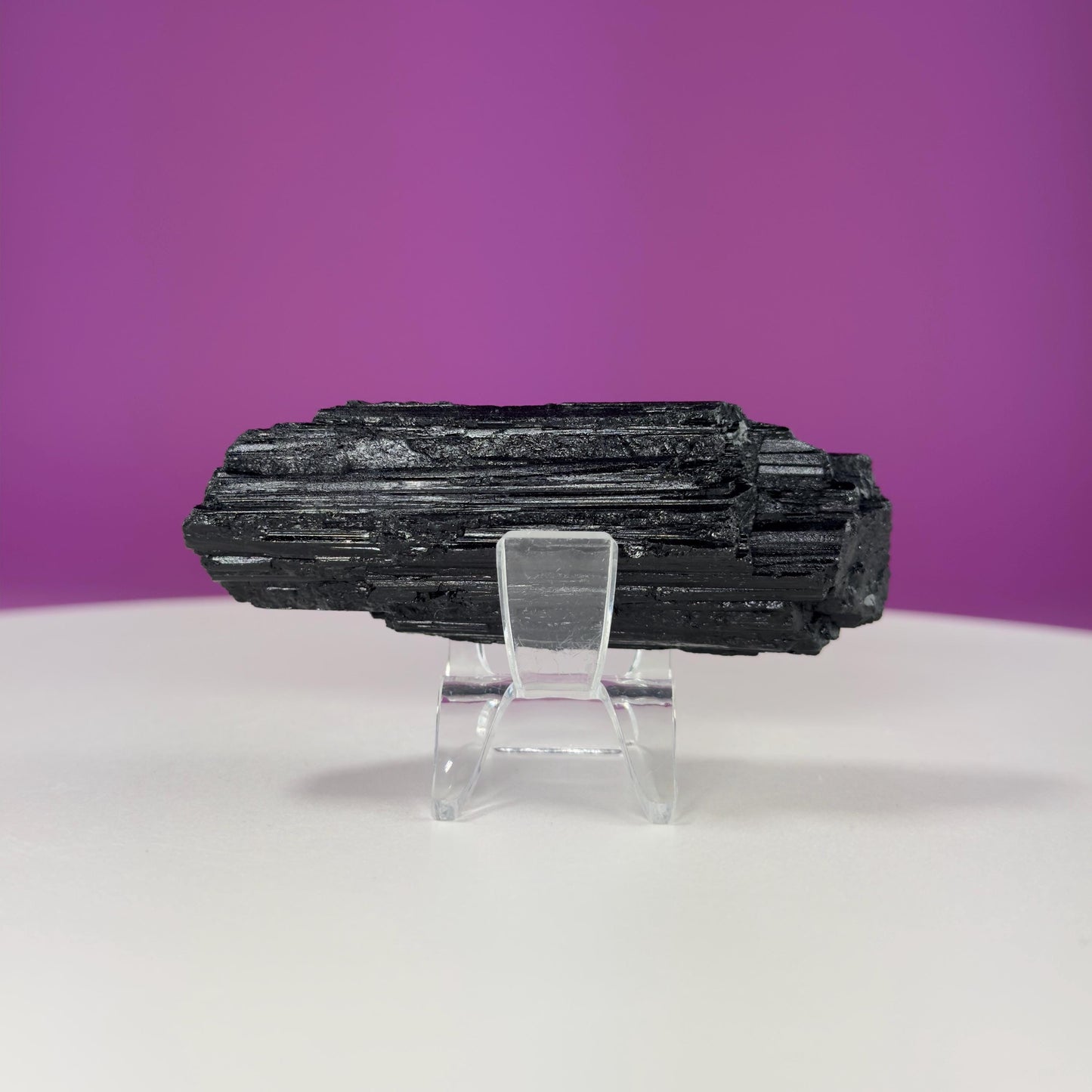 Black Tourmaline Specimen | Raw Protection Crystal for Energy Clearing (Includes Acrylic Stand)